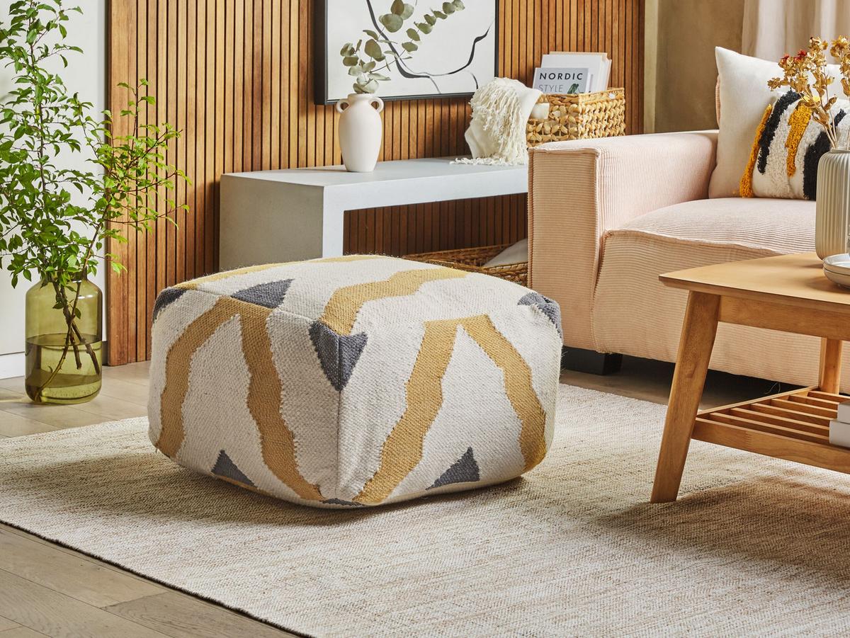 POUF Zeugma 56/56/32 cm - Beige, Textil (56/32/56cm) - Beliani