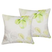 DEKOKISSEN 2er-Set Weiß 45/45 cm Peperomia - Weiß, Naturmaterialien/Textil (45/45cm) - Beliani