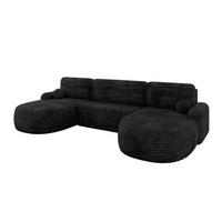 WOHNLANDSCHAFT mit Schlaffunktion und Bettkasten LIRA-U - 335x172x89 Schwarz - Schwarz, Holzwerkstoff/Textil (335/89/172cm) - ALTDECOR