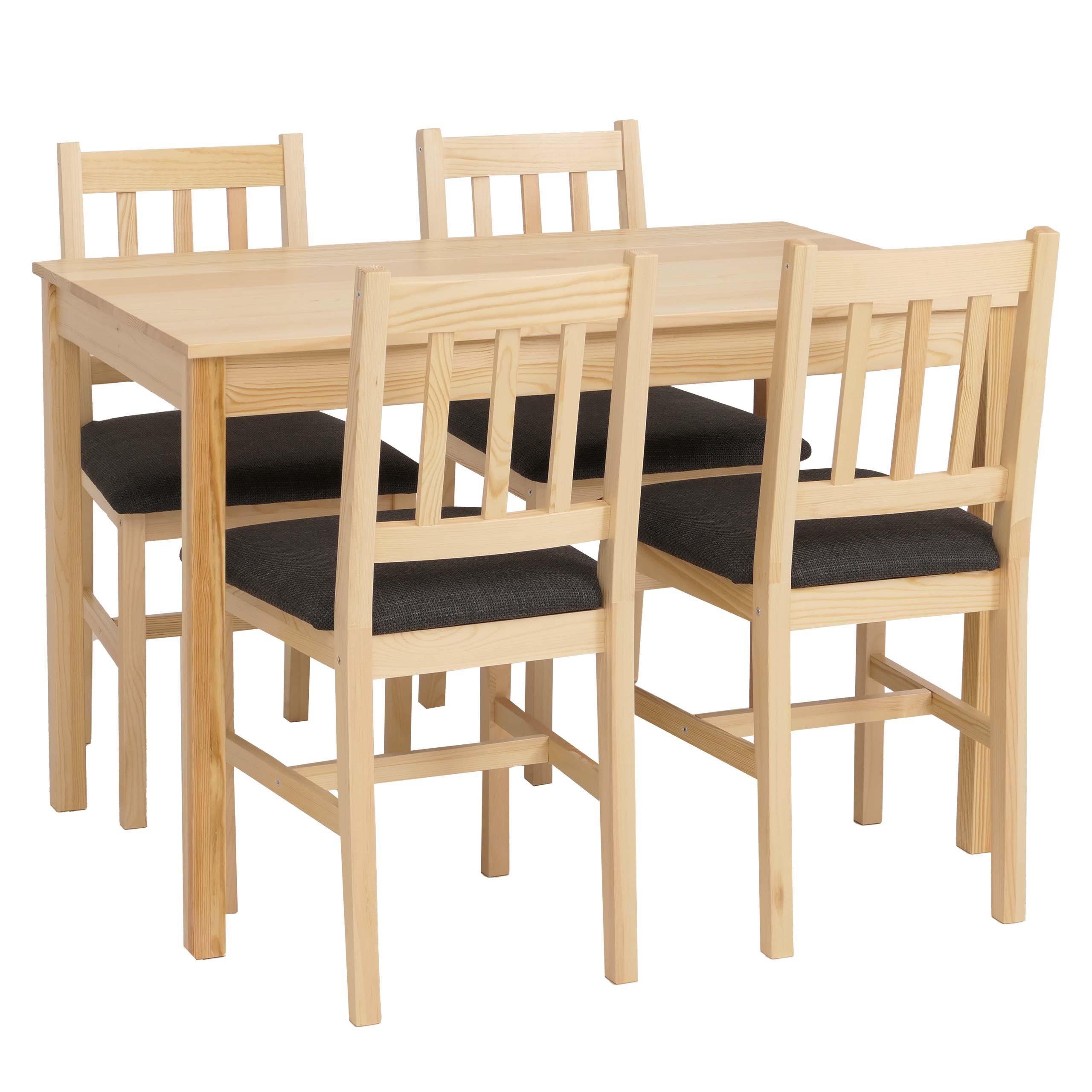 ESSZIMMER-SET Kiefer Dekor - Anthrazit/Kieferfarben, Holz - MCW