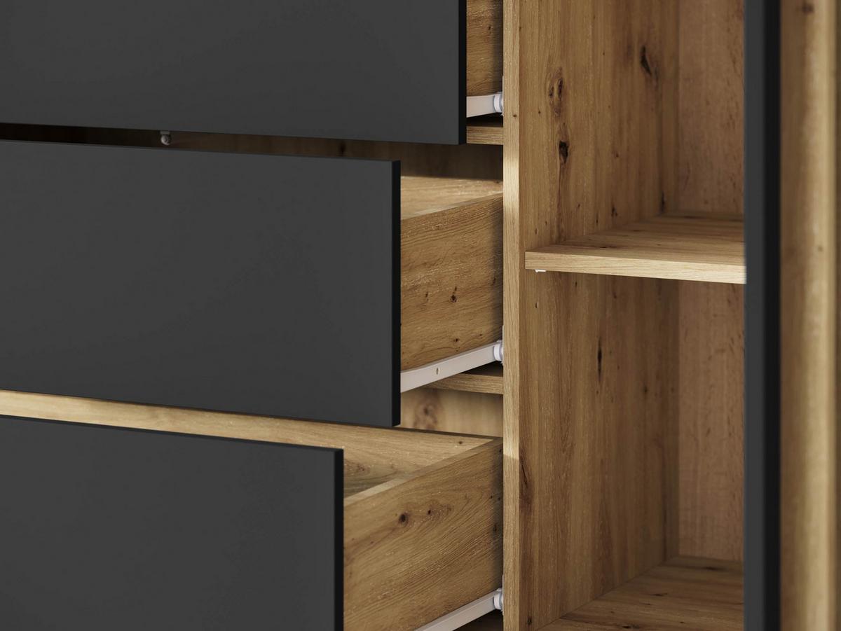 SIDEBOARD Helsinki 150 - Schwarz/Graphitfarben, Holzwerkstoff/Kunststoff (150/78/40cm) - MIRJAN24