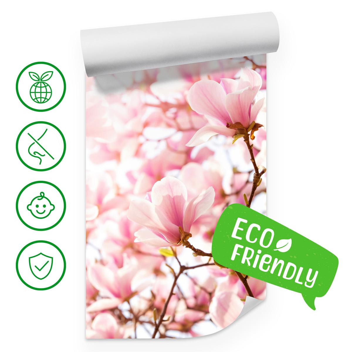 FOTOTAPETE für Schlafzimmer Rosa Magnolienblüten Floral Delikat 450x315 - Violett/Rosa, Papier (450/315cm) - Muralo