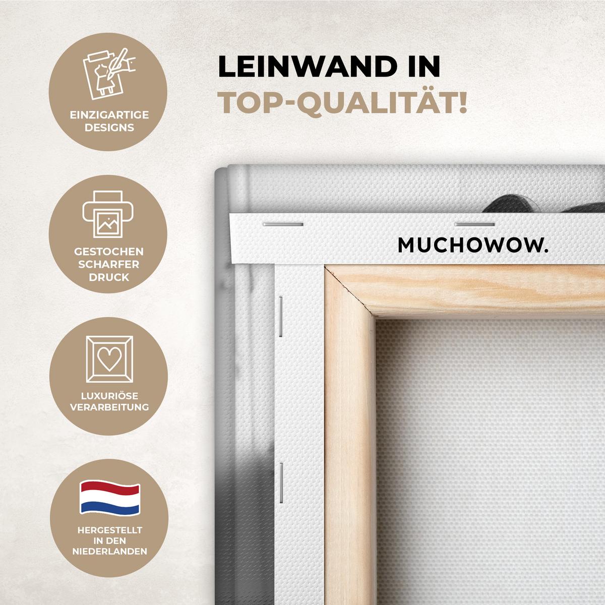 LEINWANDBILD Affe - WC - Zeitung - Schwarz-Weiß - Humor Wandbild 40x30 cm - Hellgrau, Textil (40/30cm) - MuchoWow