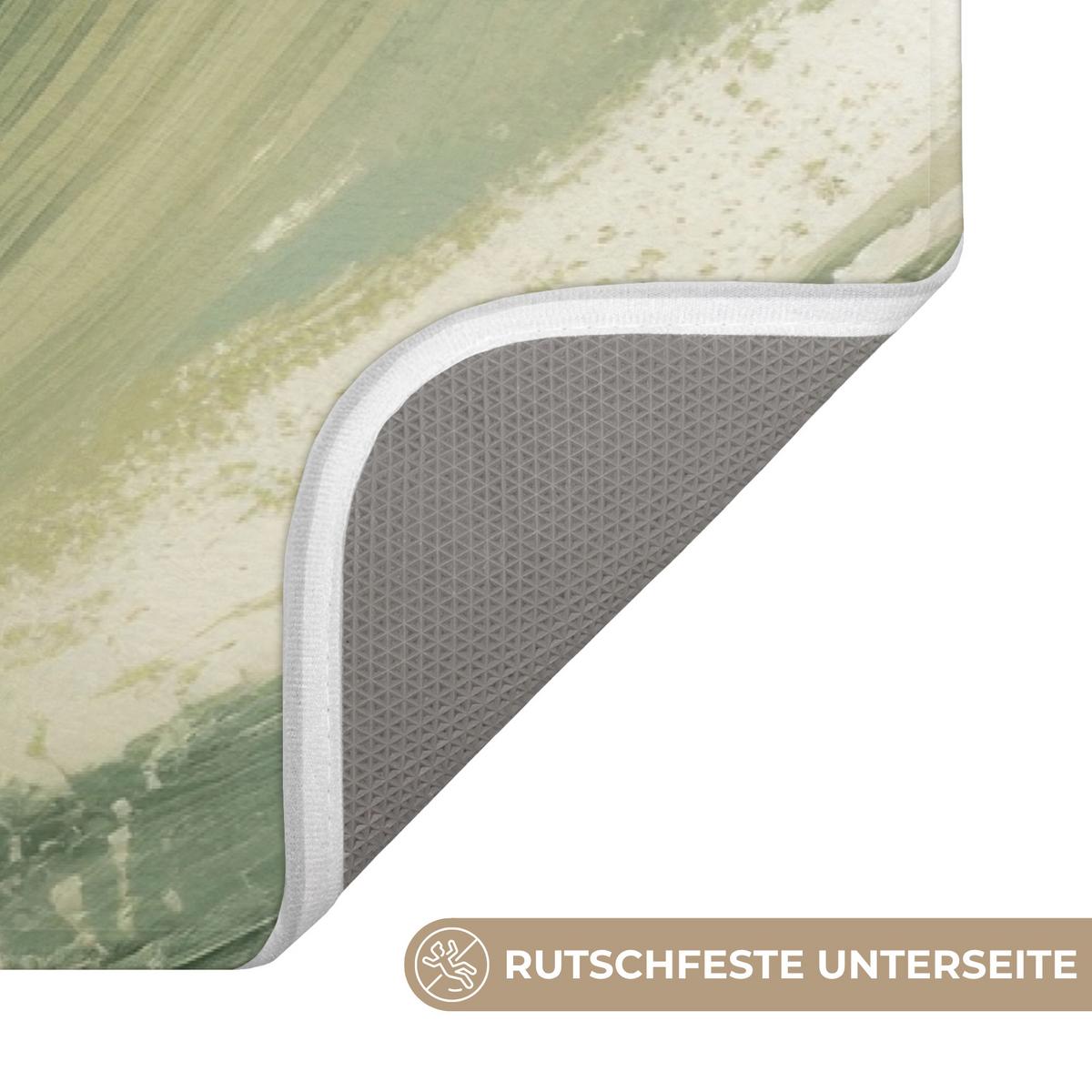 BADEMATTE Abstrakt - Pinselstriche - Wellen - Grün 90x60 cm - Mintgrün, Textil (90/60cm) - OnlyWow