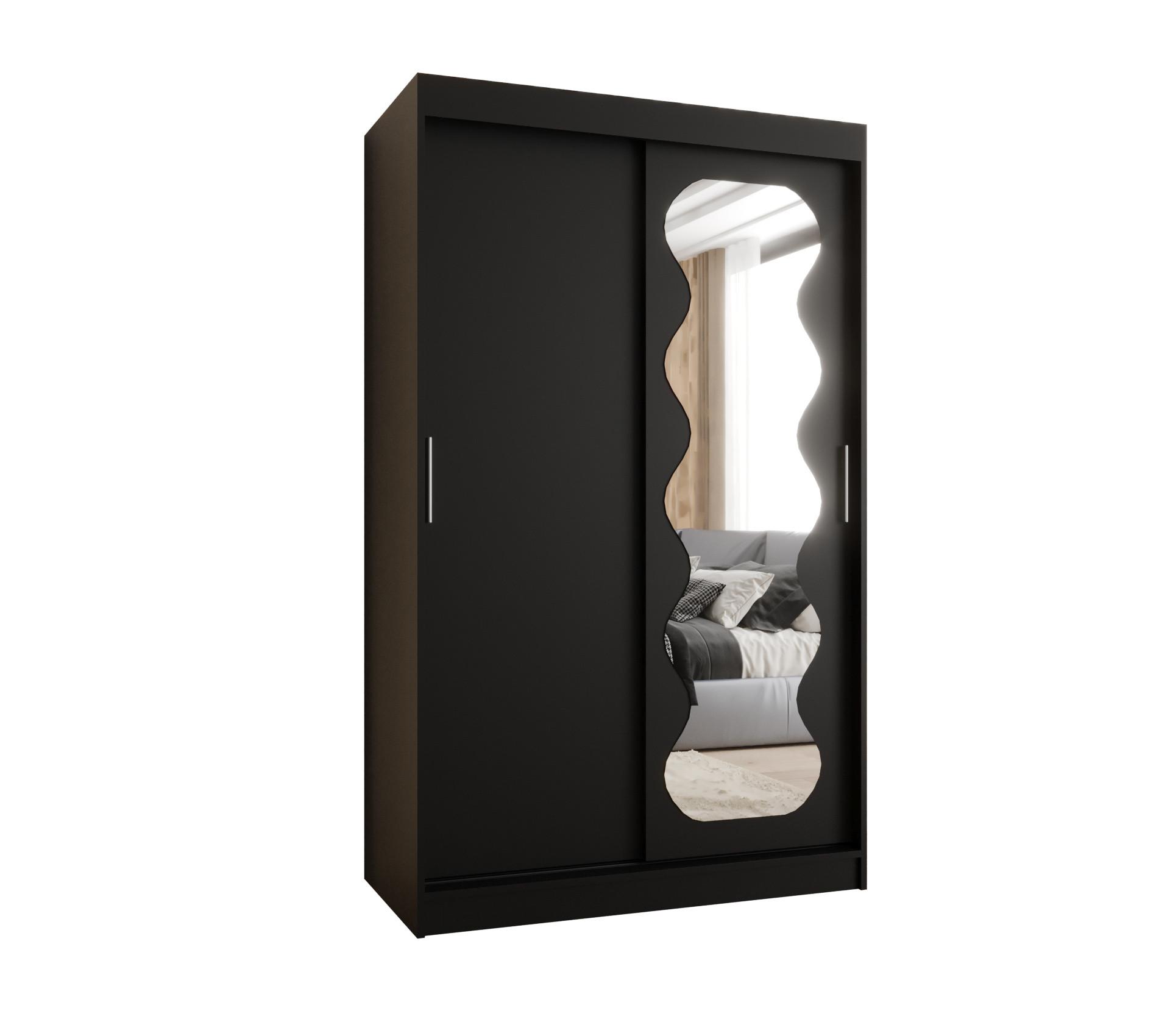 SCHIEBETÜRENSCHRANK mit Spiegel SPOTI 200/120/62 2-türig - Silberfarben/Schwarz, Holz (120/200/62cm) - MÖBEL KRYSPOL