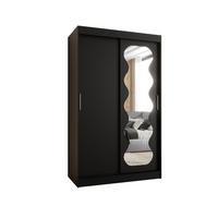 SCHIEBETÜRENSCHRANK mit Spiegel SPOTI 200/120/62 2-türig - Silberfarben/Schwarz, Holz (120/200/62cm) - MÖBEL KRYSPOL