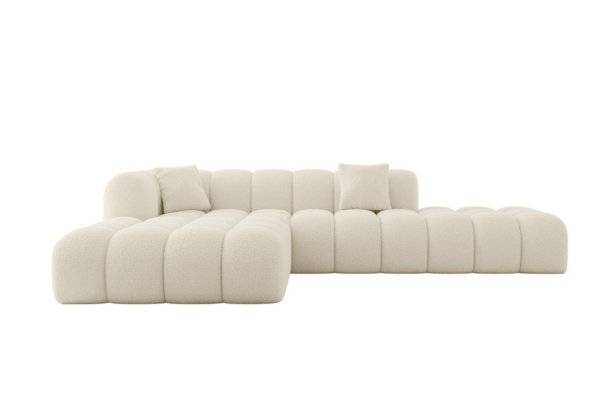 ECKSOFA Ottomane Links OLEA-L2 - 289x176x71 cm Beige - Creme/Schwarz, Holzwerkstoff/Kunststoff (190/309cm) - ALTDECOR