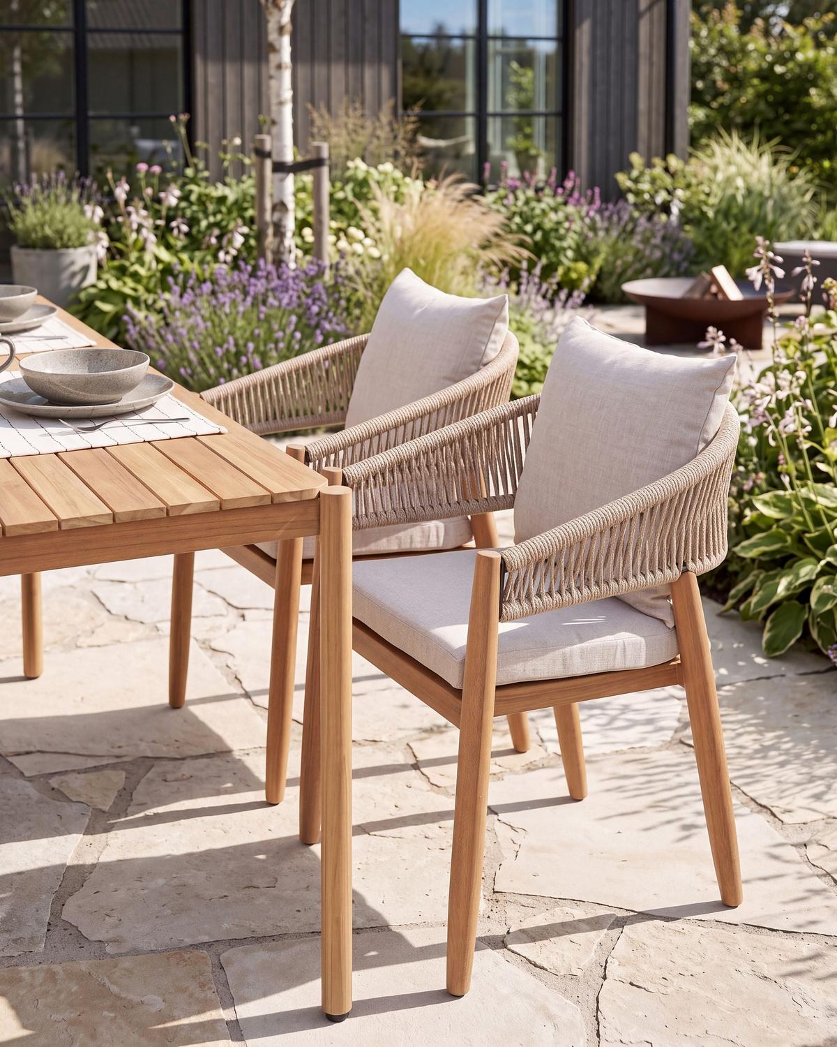 GARTENSTUHL 2er Set Akazienholz Hellgrau Marzamemi - Hellgrau/Braun, Holz (59/87/53cm) - Beliani