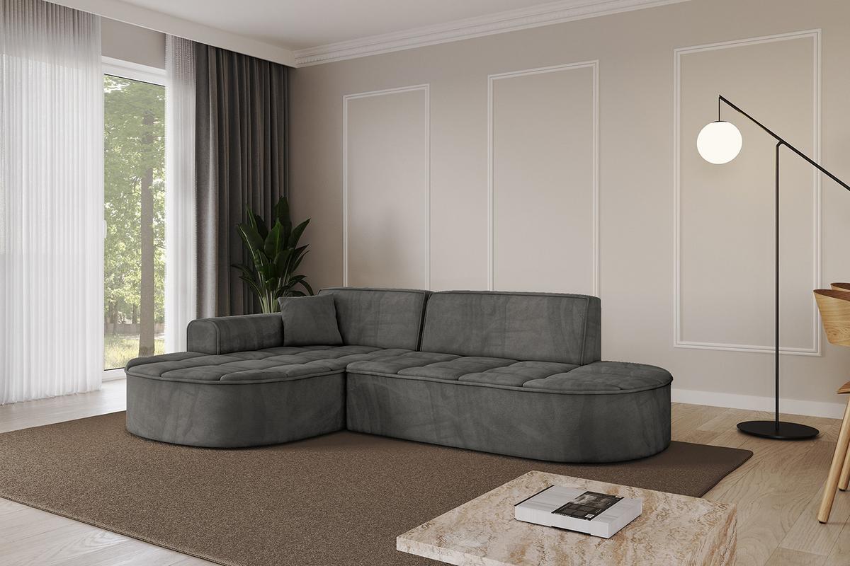 ECKSOFA Ottomane Links TARO-L1 - 243x171x79,5 cm Dunkelgrau - Dunkelgrau, Holzwerkstoff/Textil (243/171cm) - ALTDECOR