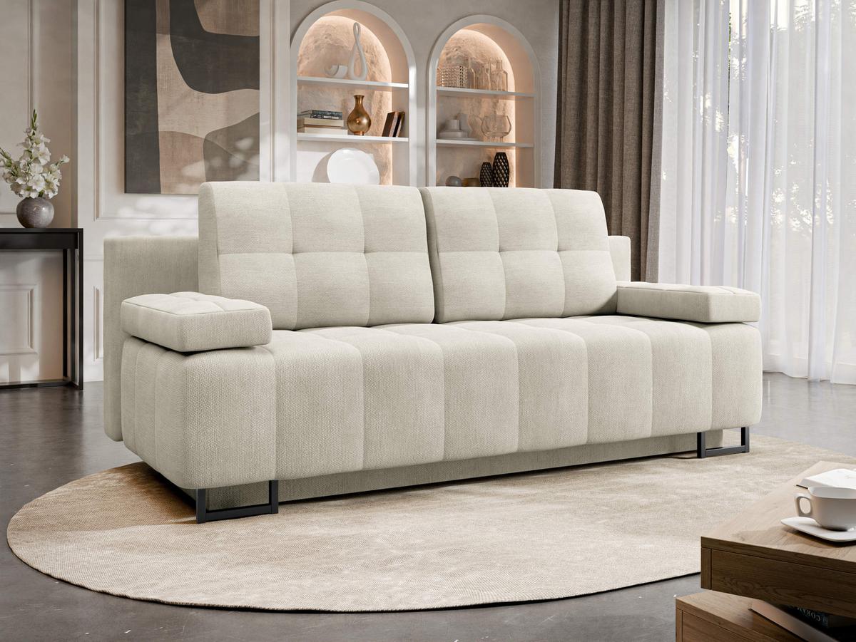SCHLAFSOFA Morena D - Creme/Schwarz, Holz/Textil (200/90/90cm) - MIRJAN24