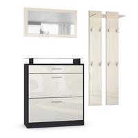GARDEROBE Loret Front in Creme Hochglanz - Creme, Holzwerkstoff (180/200/23cm) - Vladon