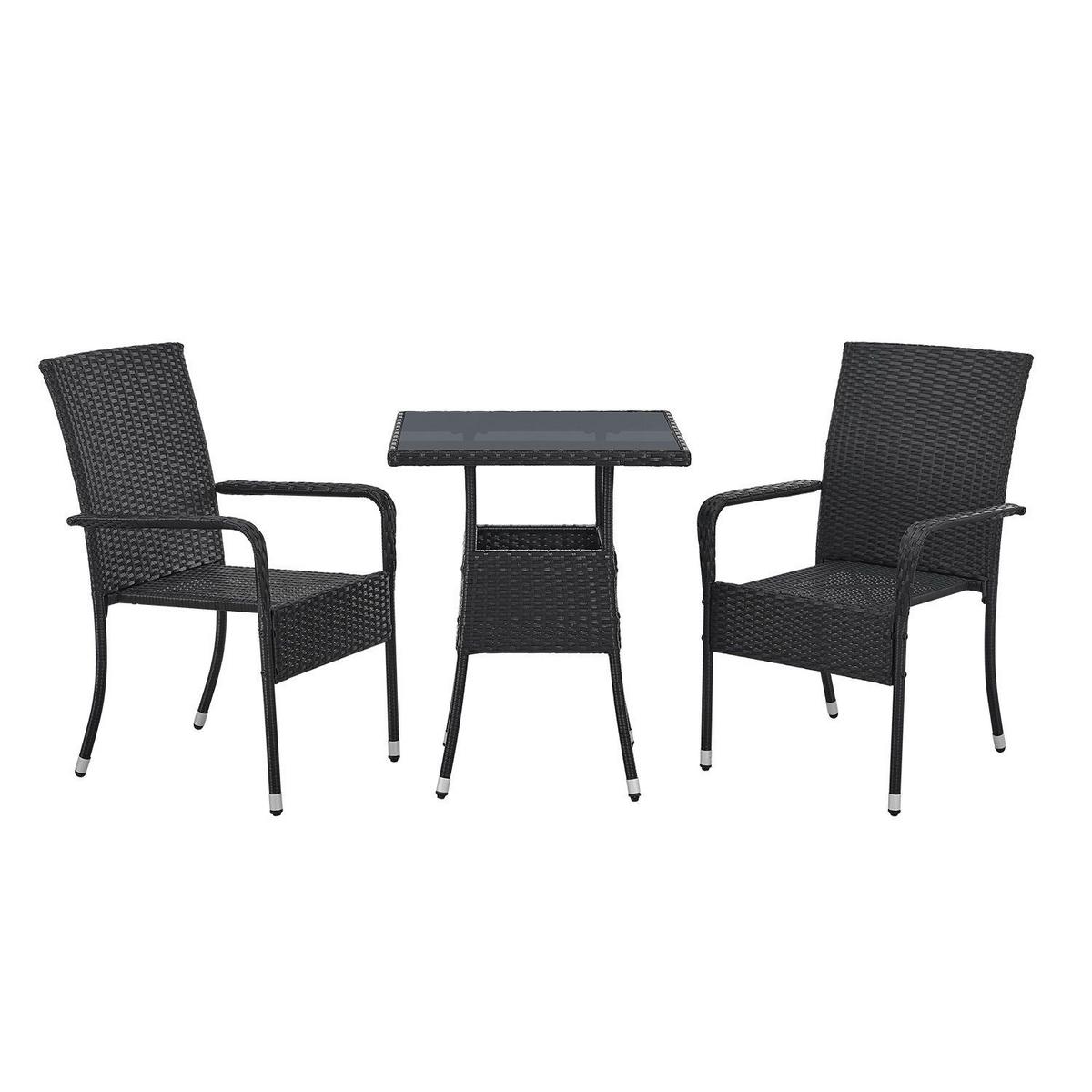 GARTENTISCH Yoro schwarz 60x60 cm - Schwarz, Kunststoff (60/60/73cm) - Juskys