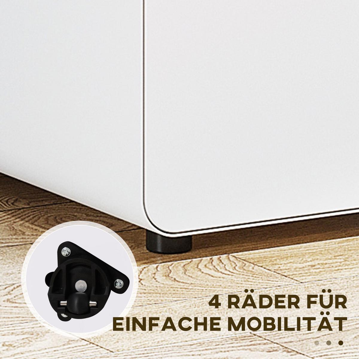 ROLLCONTAINER Aktenschrank mit 3 Schubladen Bürocontainer Stahl Weiß - Weiß, Metall (48/59/39cm) - Vinsetto