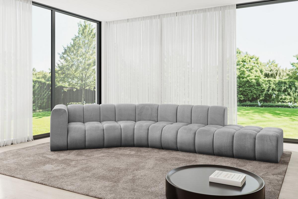 ECKSOFA modulares Sofa Tilmo-L1 - 399x194x70 cm Grau - Hellgrau, Holzwerkstoff/Textil (399/194cm) - ALTDECOR