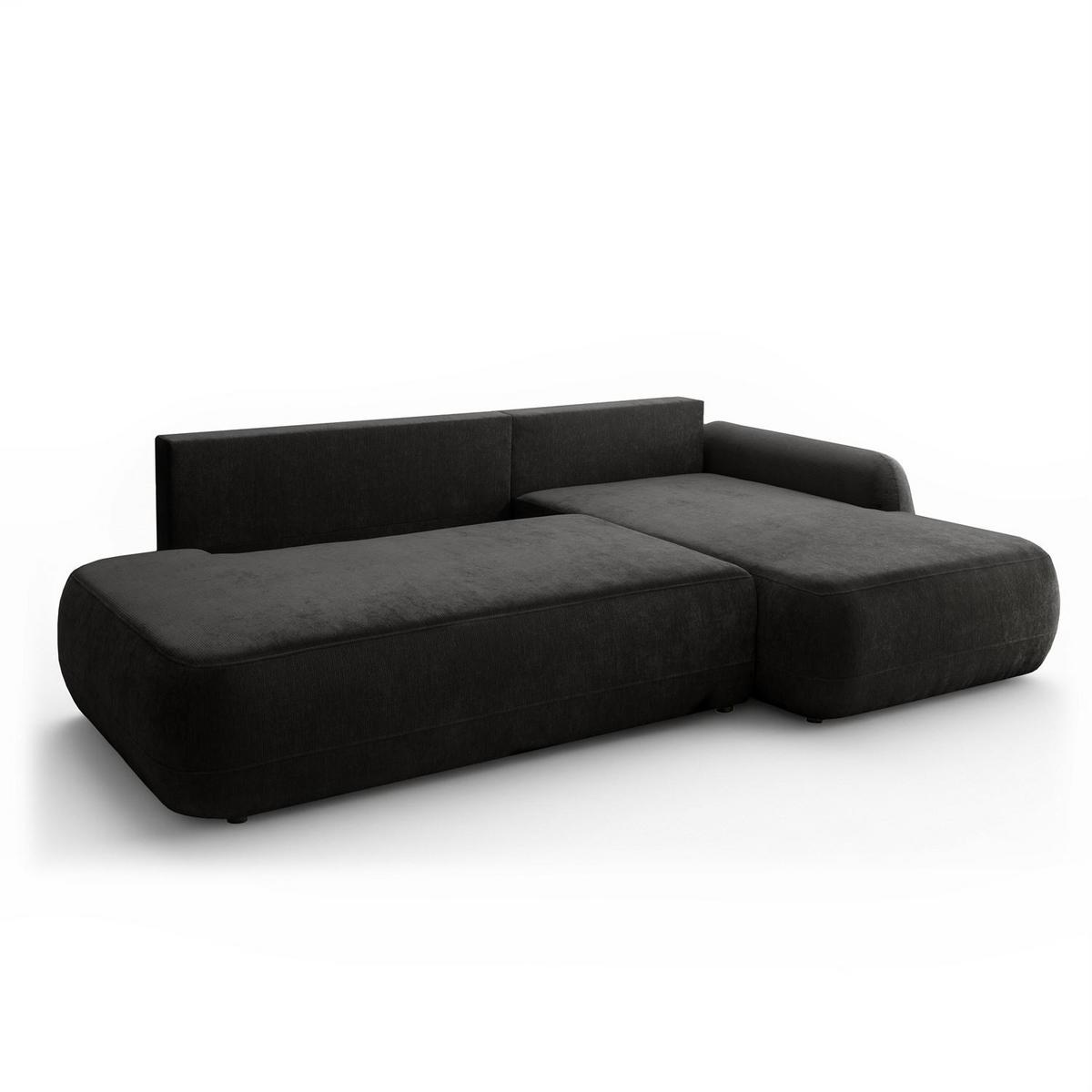 ECKSOFA GOYA mit Schlaffunktion und Bettkasten, Rechte, Perfect Harmony 99 - Anthrazit, Textil (302/184cm) - Lookway