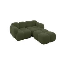 ECKSOFA modulares Sofa Rechts Miko-L1 214x205x75 Grün Bouclé - Smaragdgrün/Schwarz, Holzwerkstoff/Kunststoff (214/205cm) - ALTDECOR
