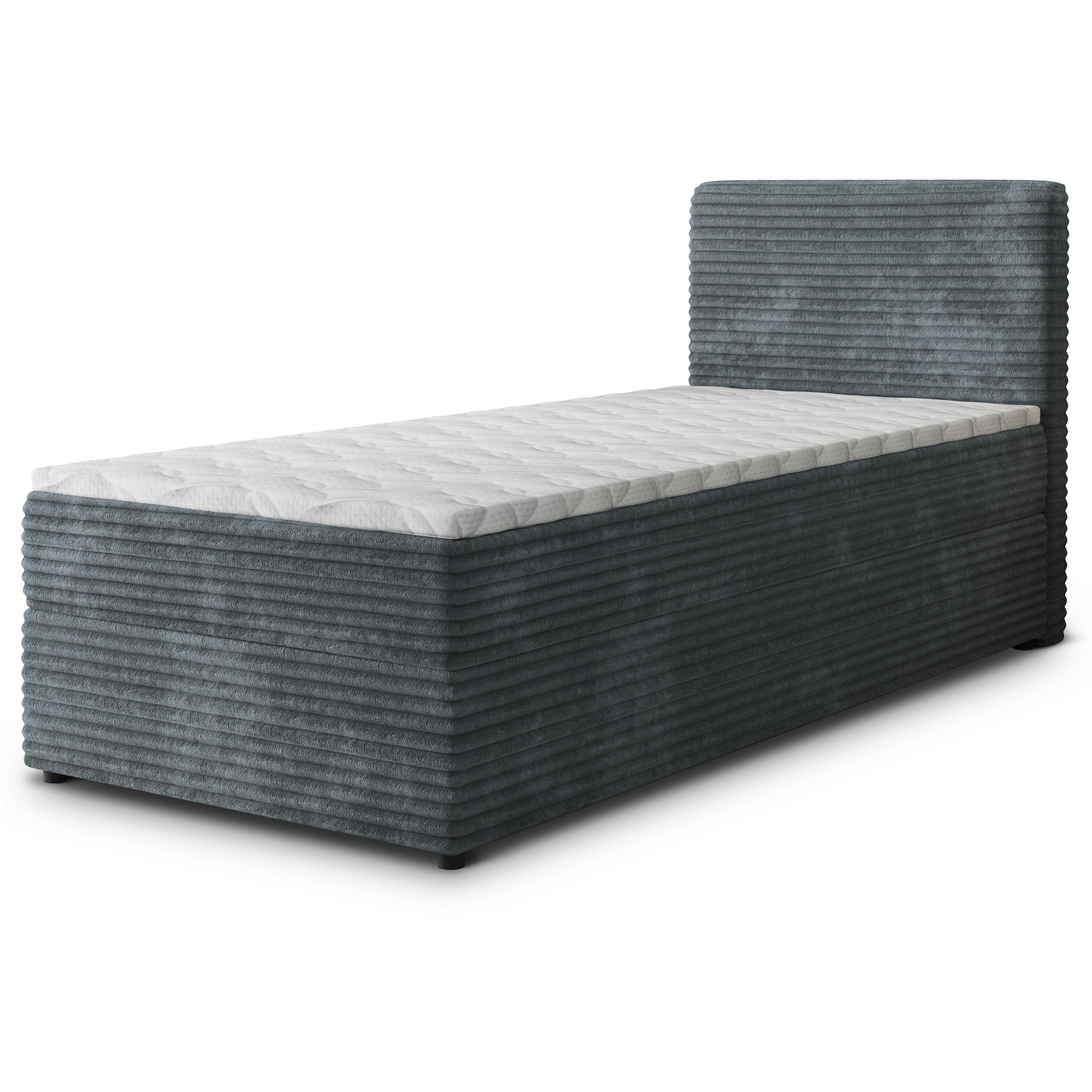 BOXBETT PISA 90 90x200 cm mit Matratze und Topper, H2+H3 - Grau - Grau, Holz (90/200cm) - MASSENO