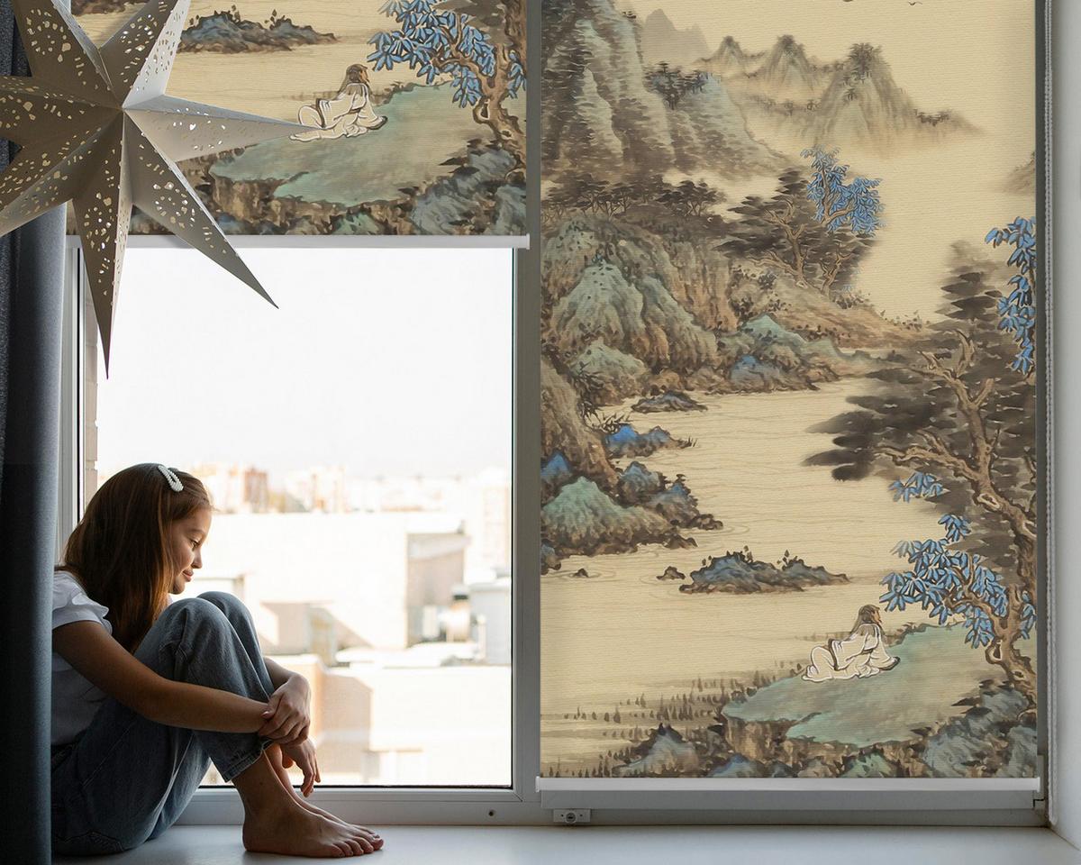 INNENROLLO - Fensterrollo - Rollo - 100x140 cm - Gebirge - Braun, Kunststoff (100/140/0.5cm) - TULUP