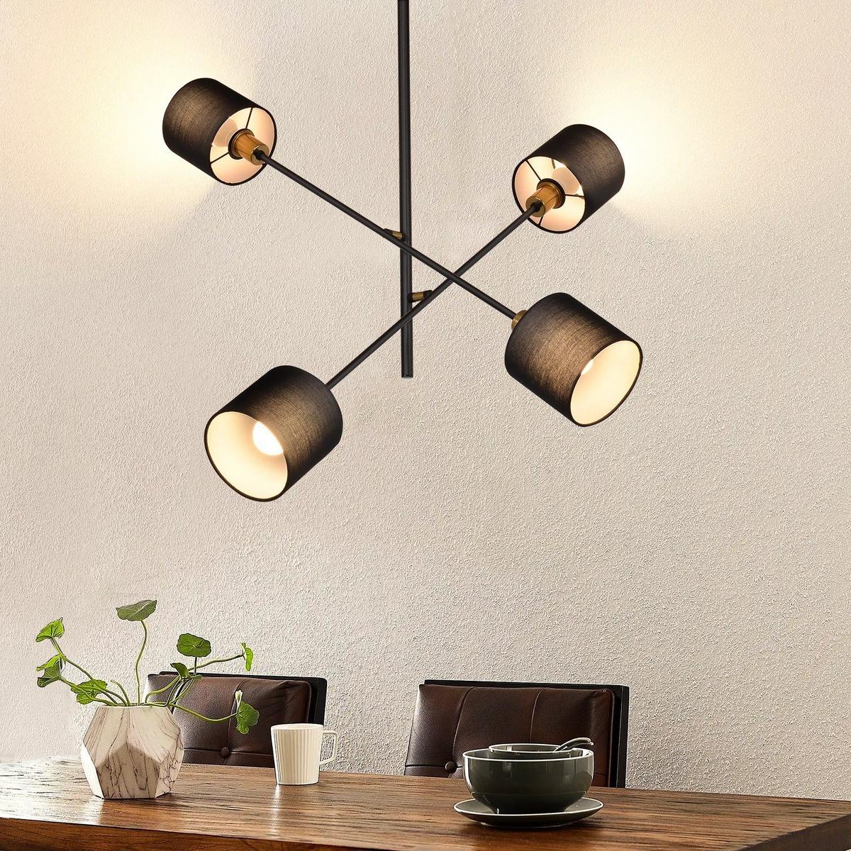 PENDELLEUCHTE Reiner 4-flammig 68/68/85 cm - Schwarz, Metall (68/68/85cm) - Nettlife