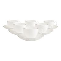 KAFFEETASSEN MIT UNTERTASSEN Anmut Platinum No.1 weiß 150 ml 6er Set - Weiß, Keramik (15/8.9/15cm) - Villeroy & Boch