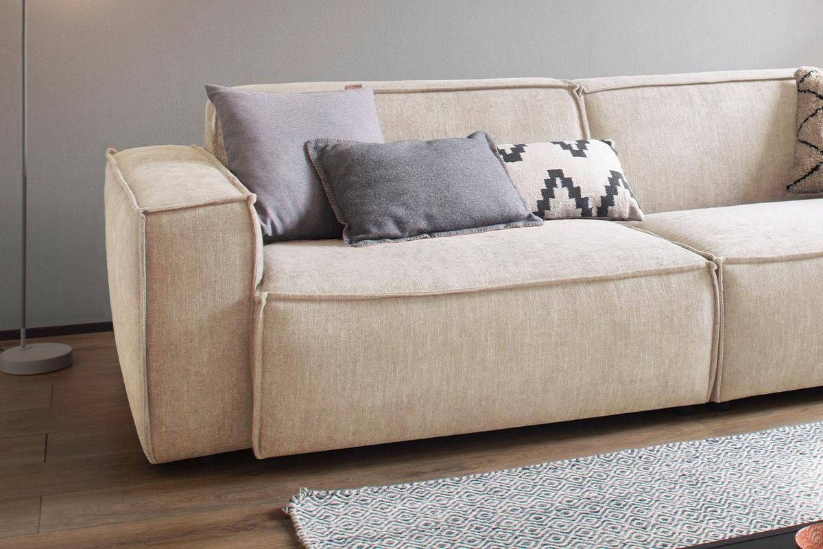 SITZGRUPPE SAMU Beige Webstoff (2er-Set) - Greige/Beige, Kunststoff/Textil (256/72/106cm) - KAWOLA