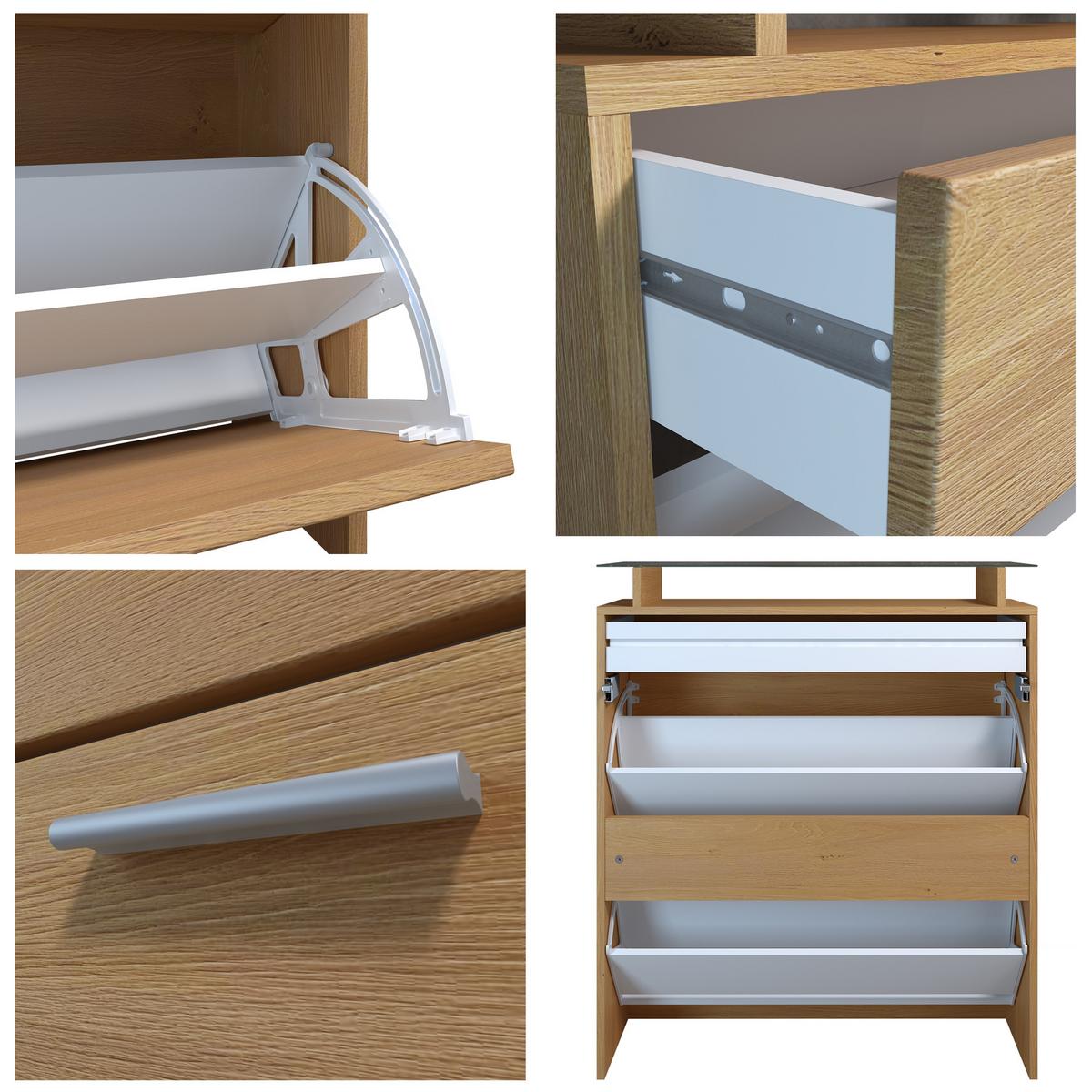 SCHUHSCHRANK Loret Eiche Skandi - Honigeiche, Holzwerkstoff (89/104/23cm) - Vladon
