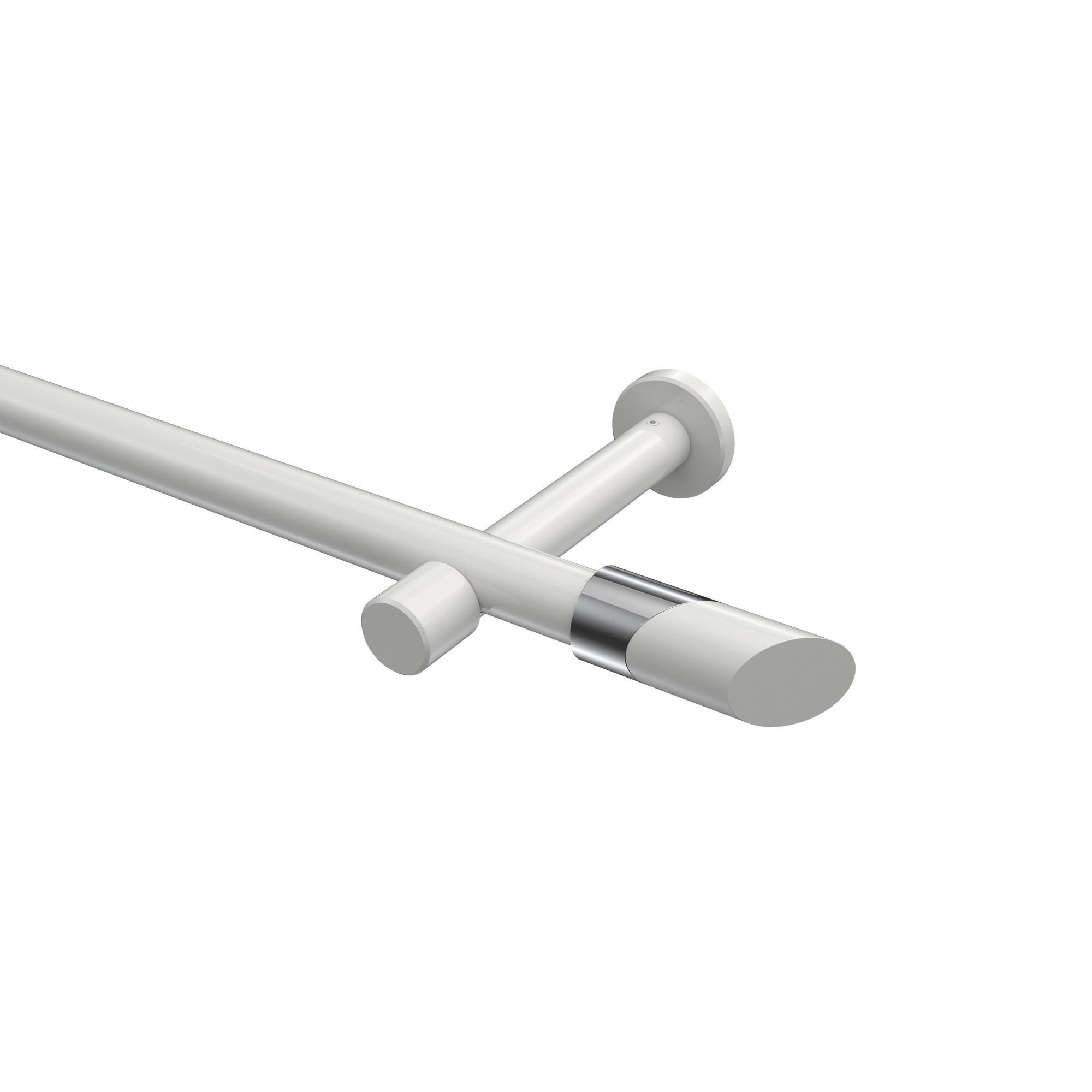 GARDINENSTANGE Prestige Verano 480 cm (geteilt in 3 x 160 cm), 1-läufig (ohne Ringe), 20 mm Ø Weiß - Chromfarben/Weiß, Metall (480cm) - INTERDECO