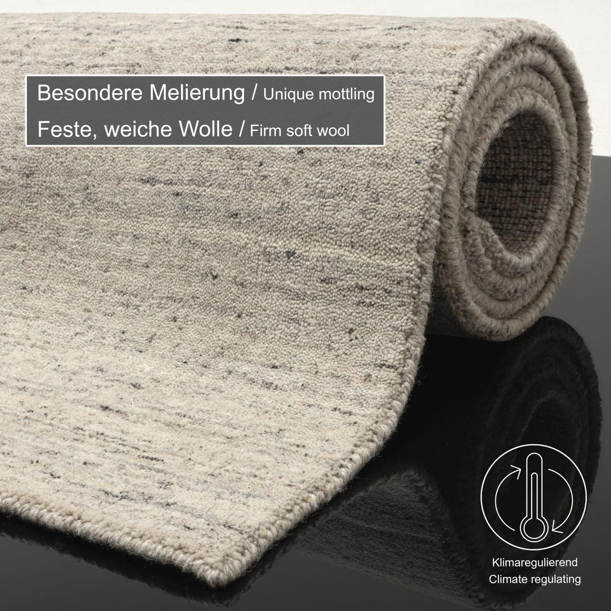 HANDWEBTEPPICH Pure 190x290 cm - Hellgrau, Textil (190/290cm) - THEKO