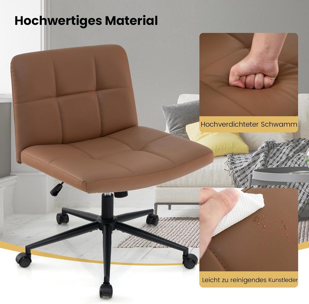 BÜROSTUHL Braun - Braun, Kunststoff (68/56/64cm) - COSTWAY