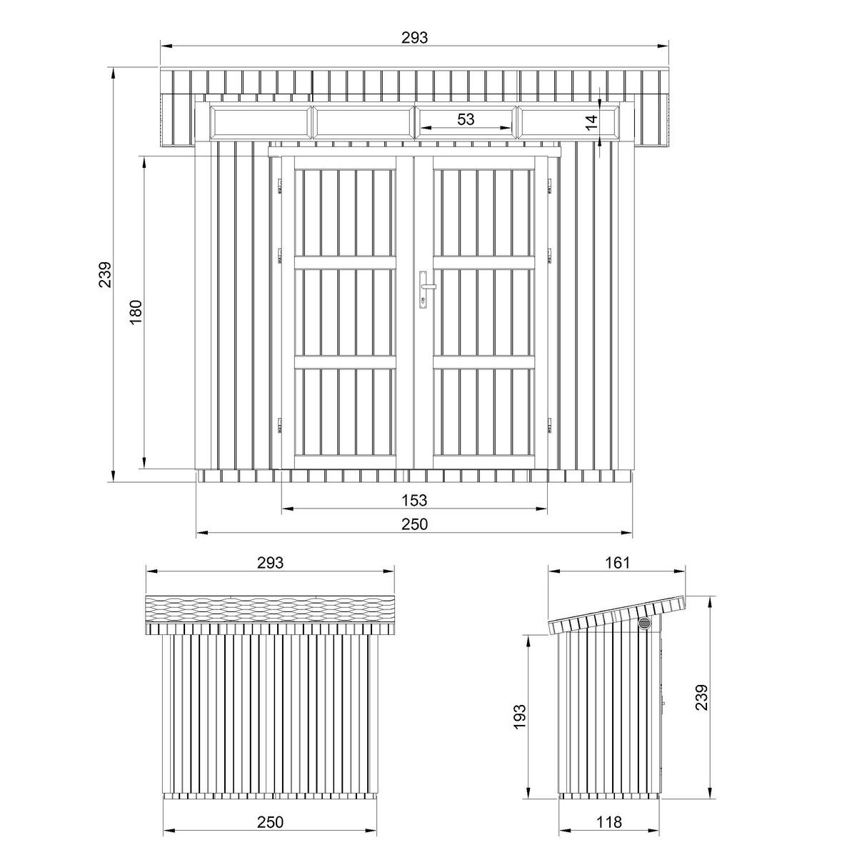 HOLZ-GARTENHAUS basis LP SmartSide 3m² mit B161xL293xH239 cm - M901A - TUNDRA GREY - Grau, Holz (294/239/161cm) - Timbela