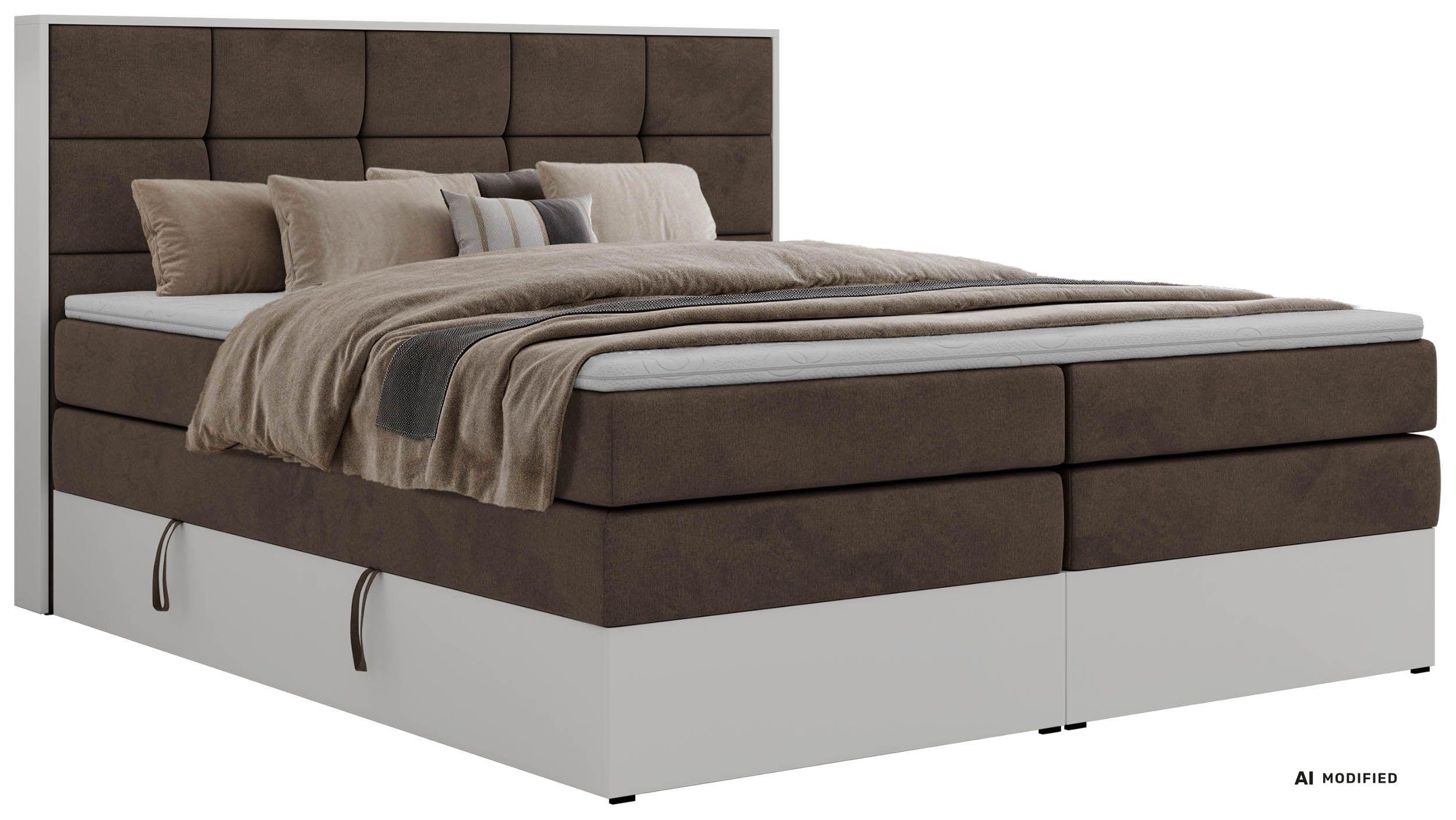 BOXSPRINGBETT ALVIT KING 180/200 - Braun Velvet - Topper T25 - H4 - Schwarz/Braun, Kunststoff/Textil (180/200cm) - MKS