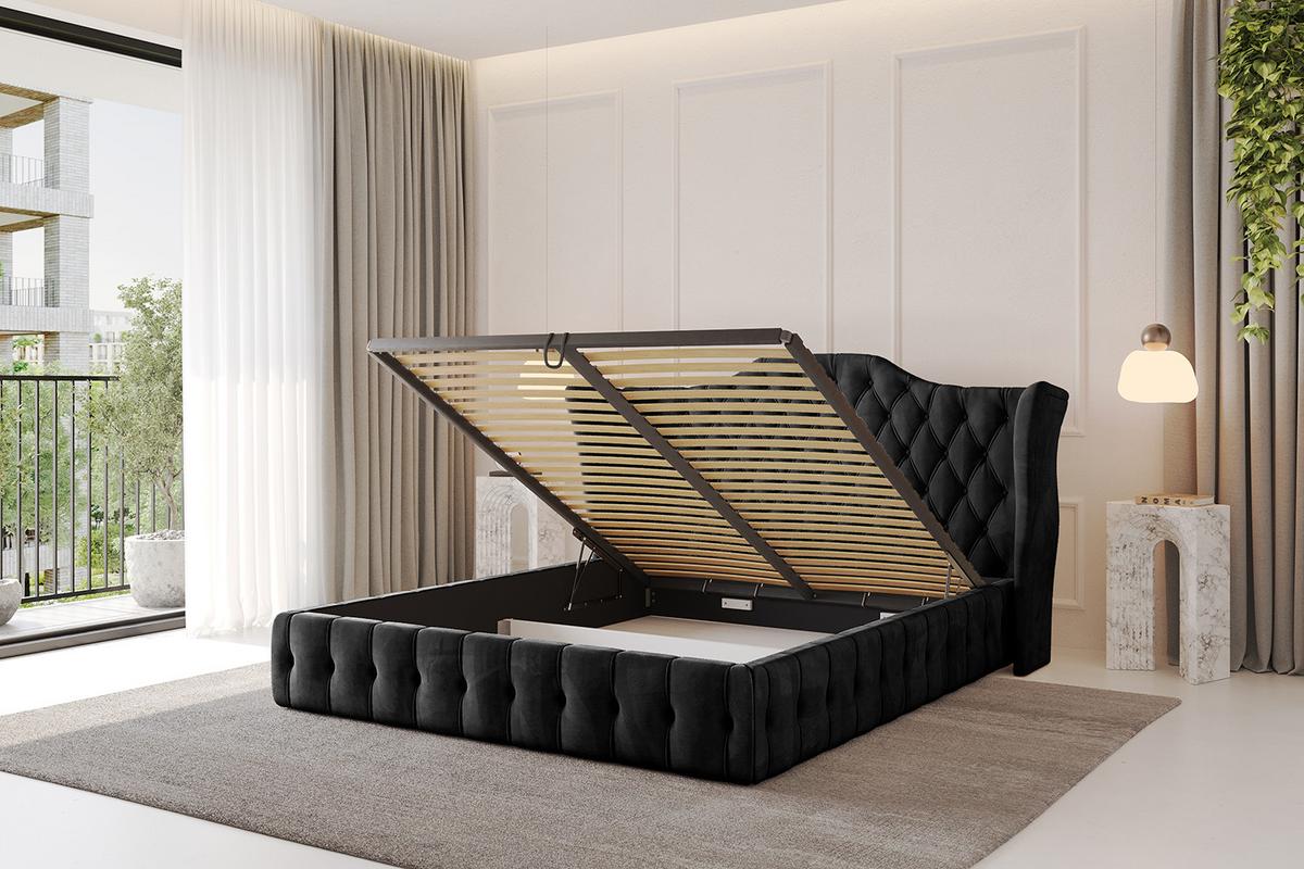 POLSTERBETT mit Bettkasten und Lattenrost, Boxbett ohne Matratze - MODY 120x200 Schwarz - Schwarz, Holzwerkstoff/Textil (120/200cm) - ALTDECOR