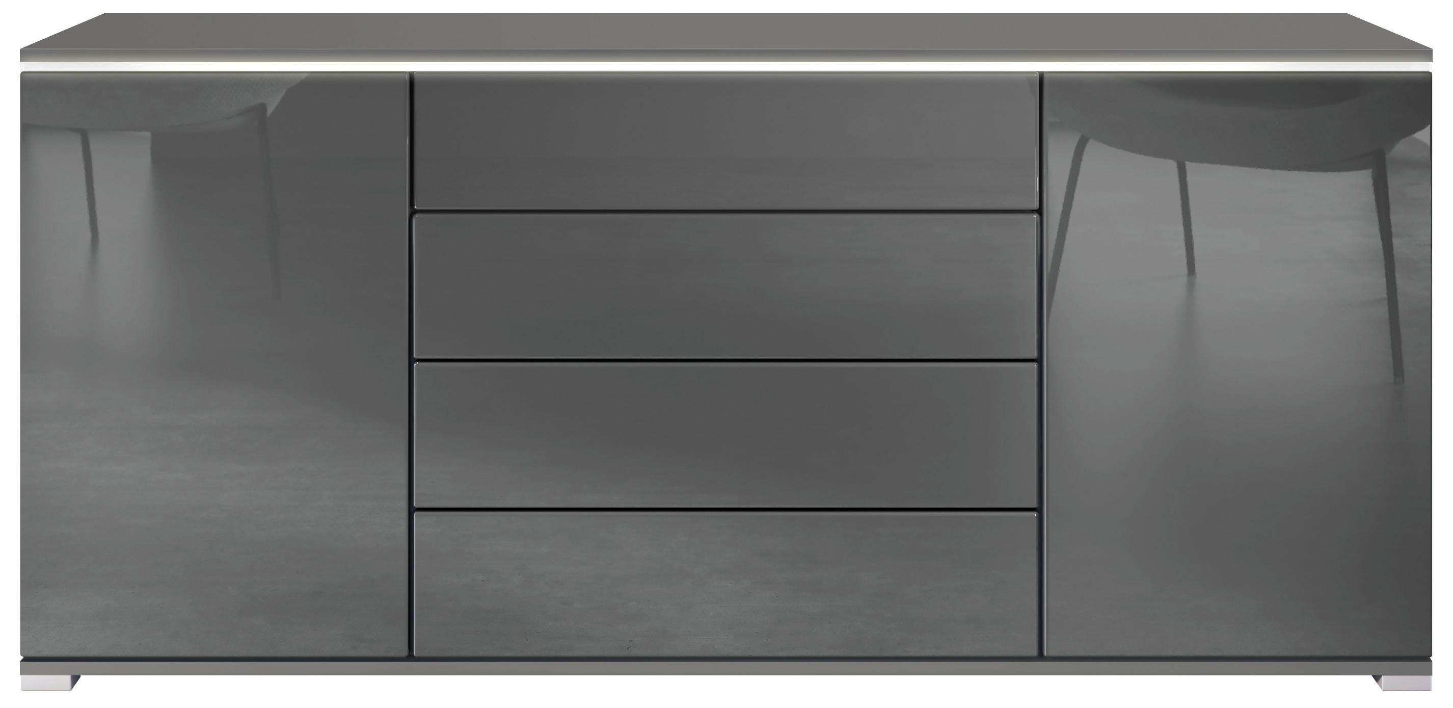 SIDEBOARD Faro Grau Hochglanz - Grau, Holzwerkstoff (166.5/75.5/35cm) - Vladon