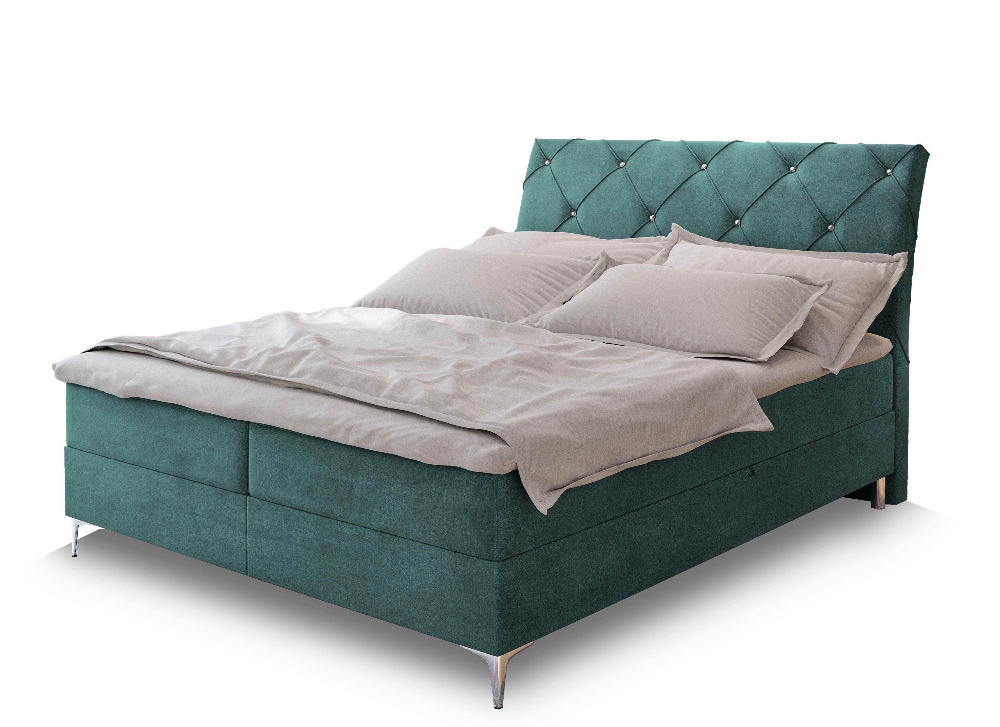 BOXBETT MACON 180x200 cm mit Matratze und Topper - Blau - Blau, Holz (180/200cm) - MASSENO