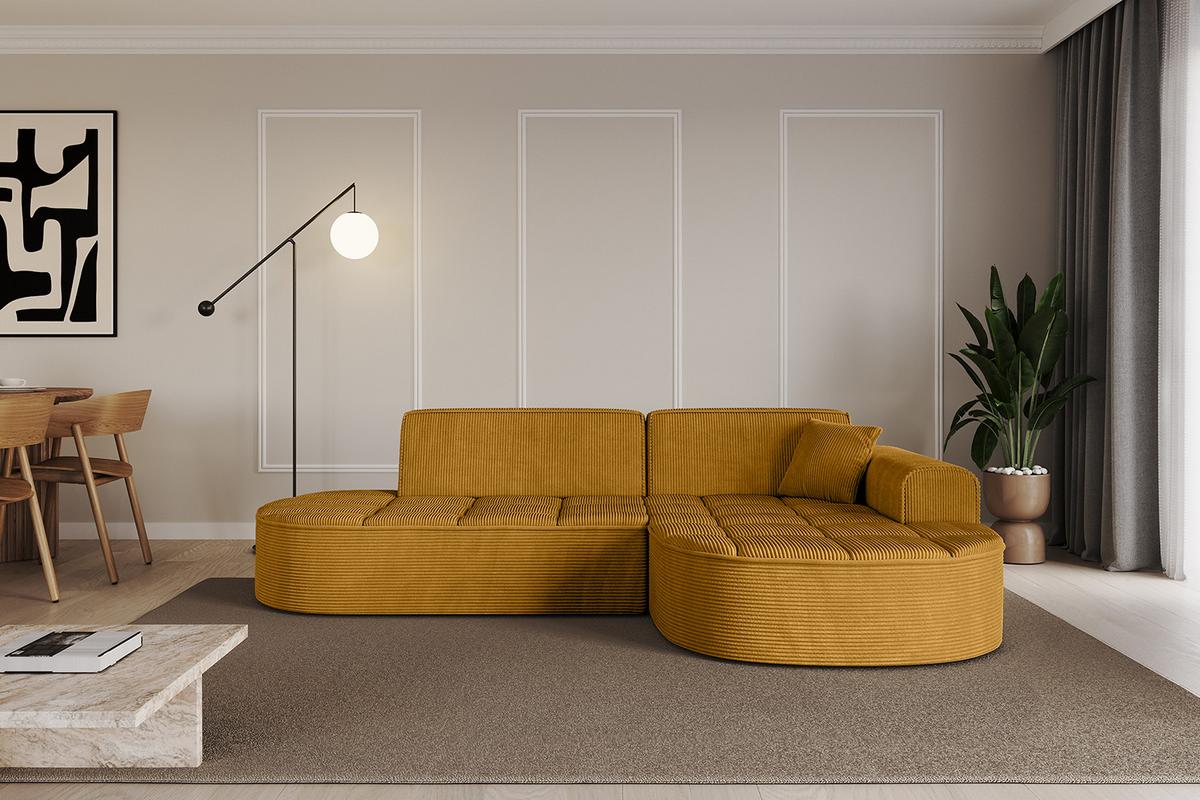 ECKSOFA Ottomane Rechts TARO-L1 - 243x171x79,5 cm Senfgelb - Currygelb/Gelb, Holzwerkstoff/Textil (243/171cm) - ALTDECOR