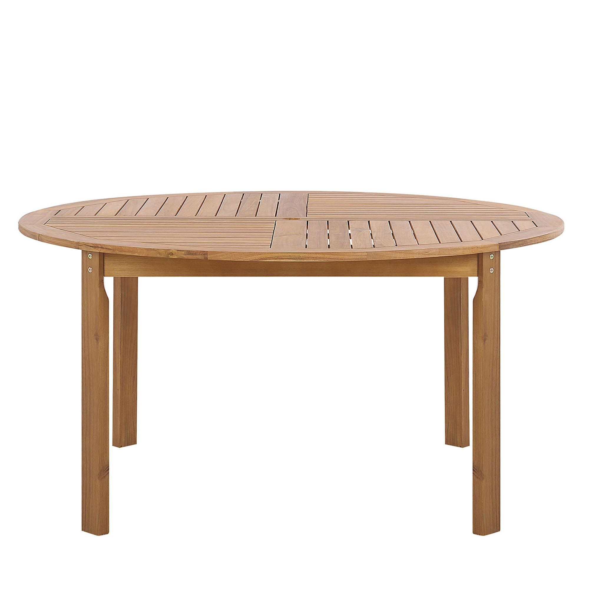 GARTENTISCH Akazienholz hellbraun 150 cm Tolve - Hellbraun, Holz (150/150/74cm) - Beliani
