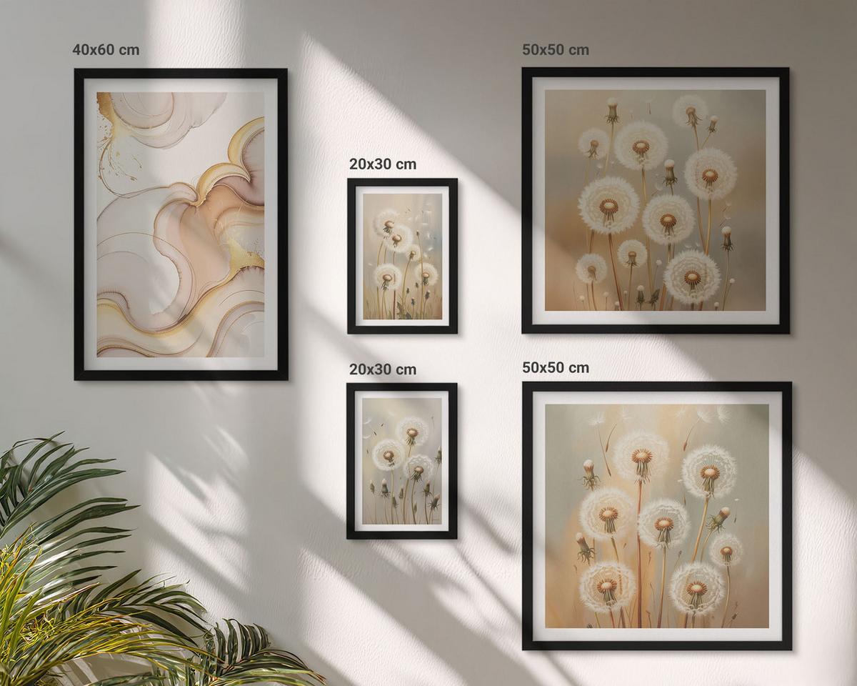 BILDER SET 5er Set - 50x50 cm & 20x30 cm & 40x60 cm Schwarzer Rahmen - Zitronenblüten am Meer - Schwarz, Kunststoff (40/60cm) - TULUP