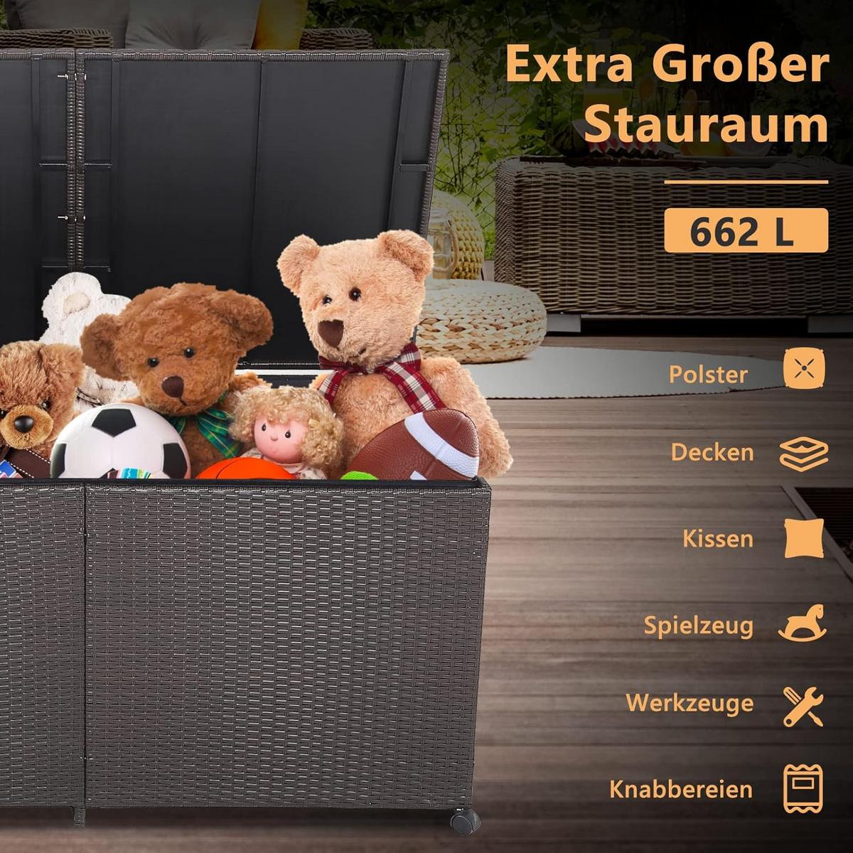 GARTENBOX Braun - Braun, Kunststoff (150/73/77cm) - COSTWAY