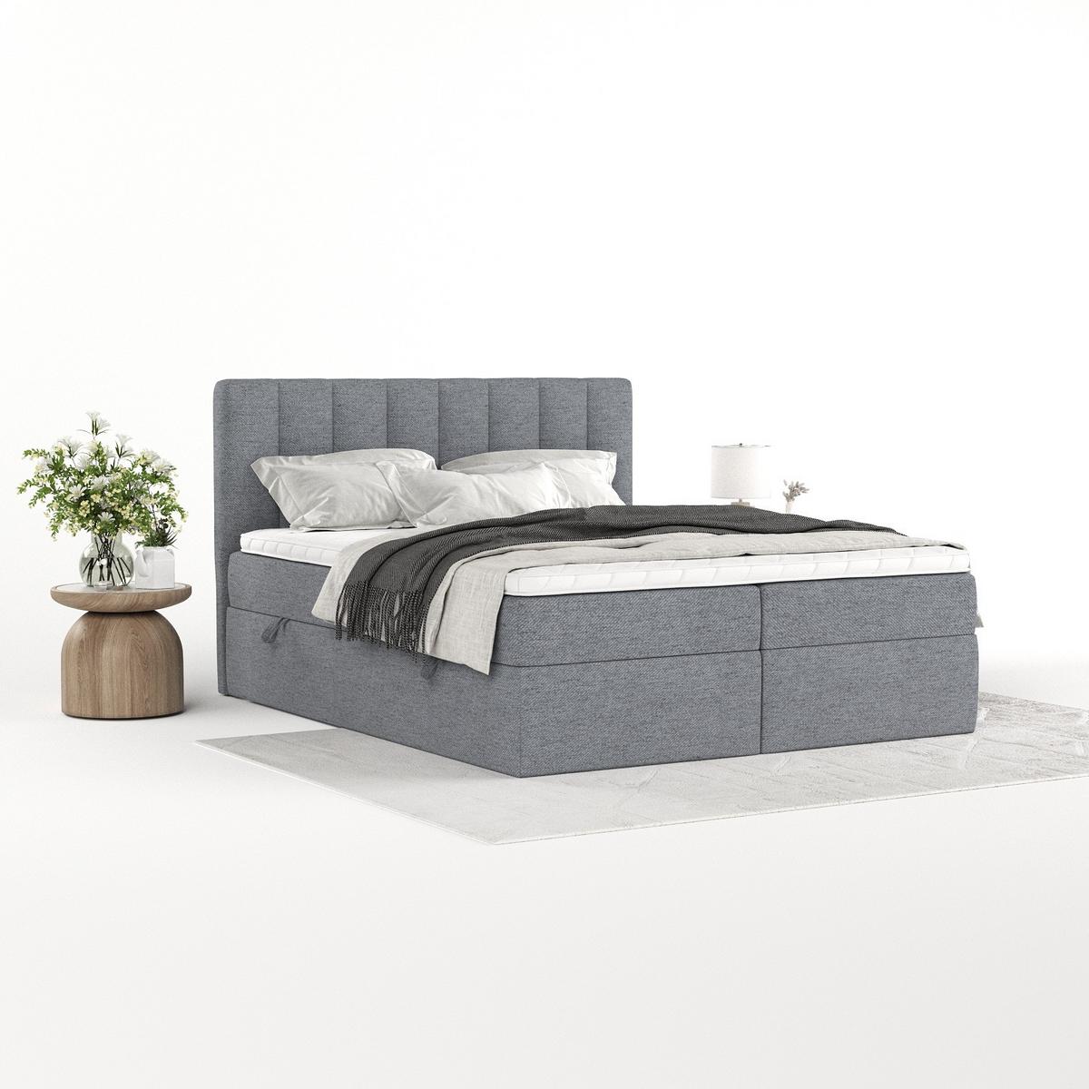 BOXBETT Bari 160/200 cm Grau im Neve Stoff - Grau, Holz/Holzwerkstoff (160/200cm) - AltaBeds