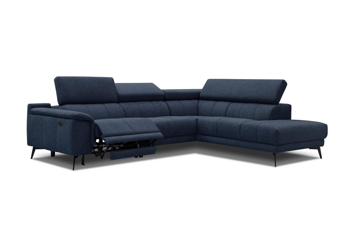 ECKSOFA FIERO 5-Sitzer mit 1 Relaxfunktion, dunkelblau - Dunkelblau, Holzwerkstoff/Textil (290/228cm) - Wozimo