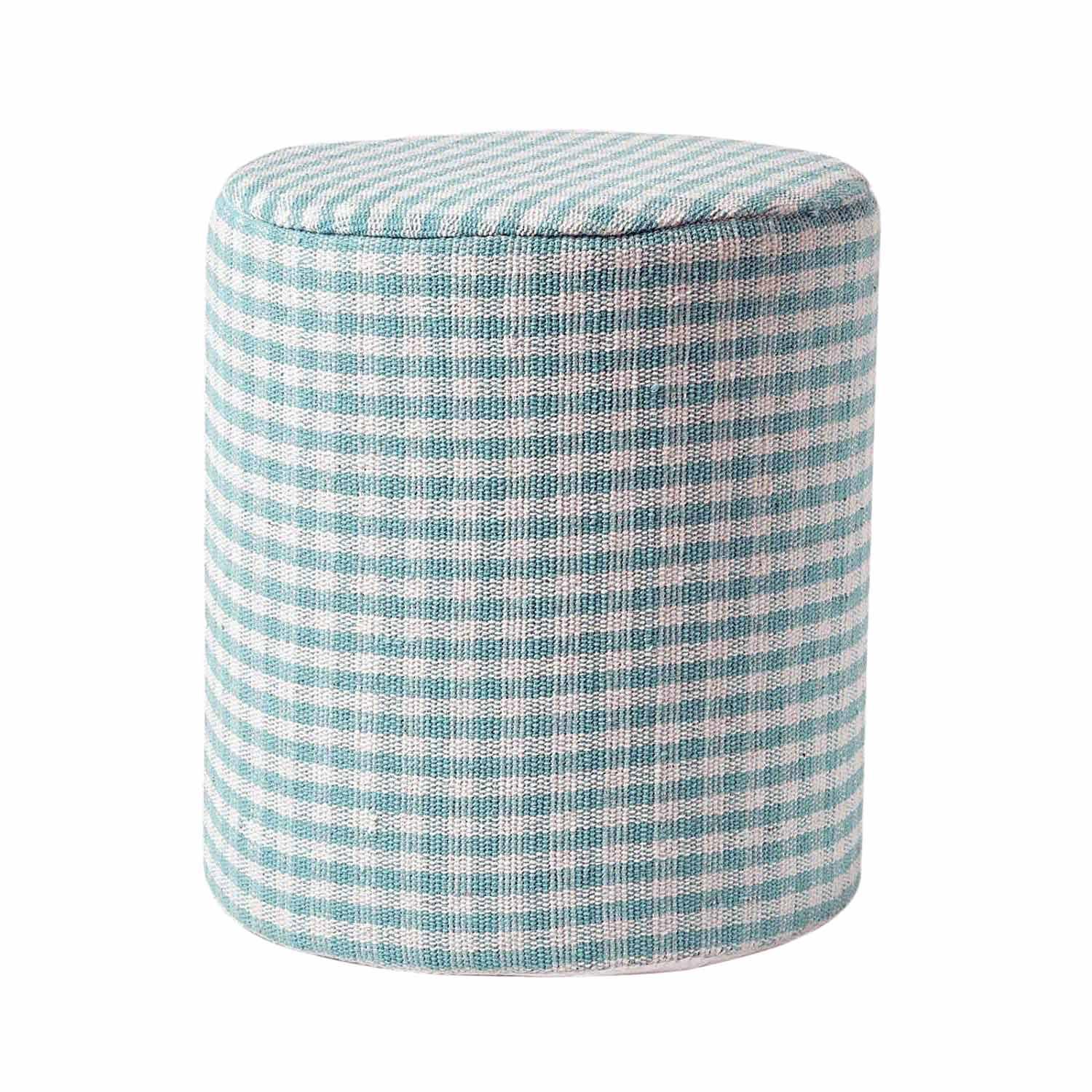 SITZPOUF Vichy-Karo blau, Hocker rund 40/40/42 cm - Blau, Textil (40/42/40cm) - Homescapes
