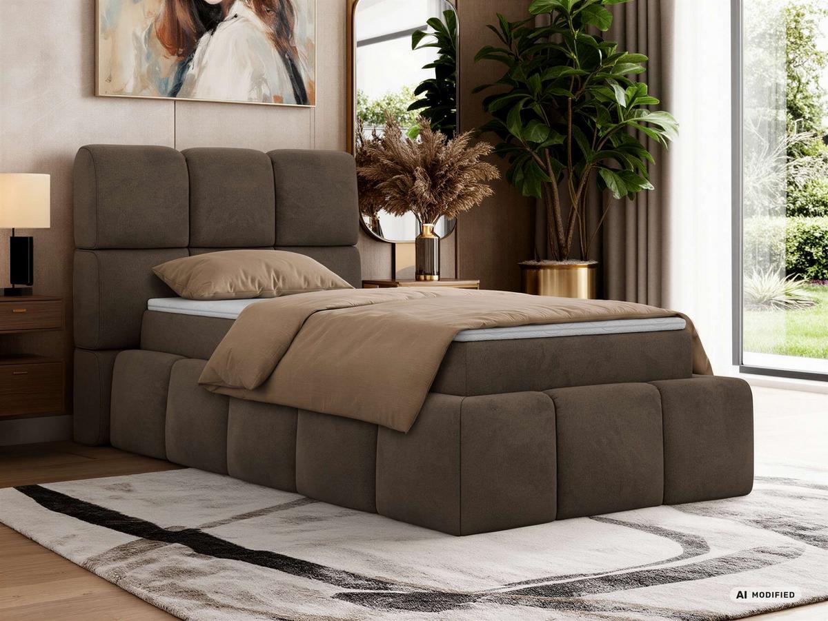 BOXBETT NIRA 90/200 - Braun Velvet - Topper T25 - H3 - Schwarz/Braun, Kunststoff/Textil (90/200cm) - MKS