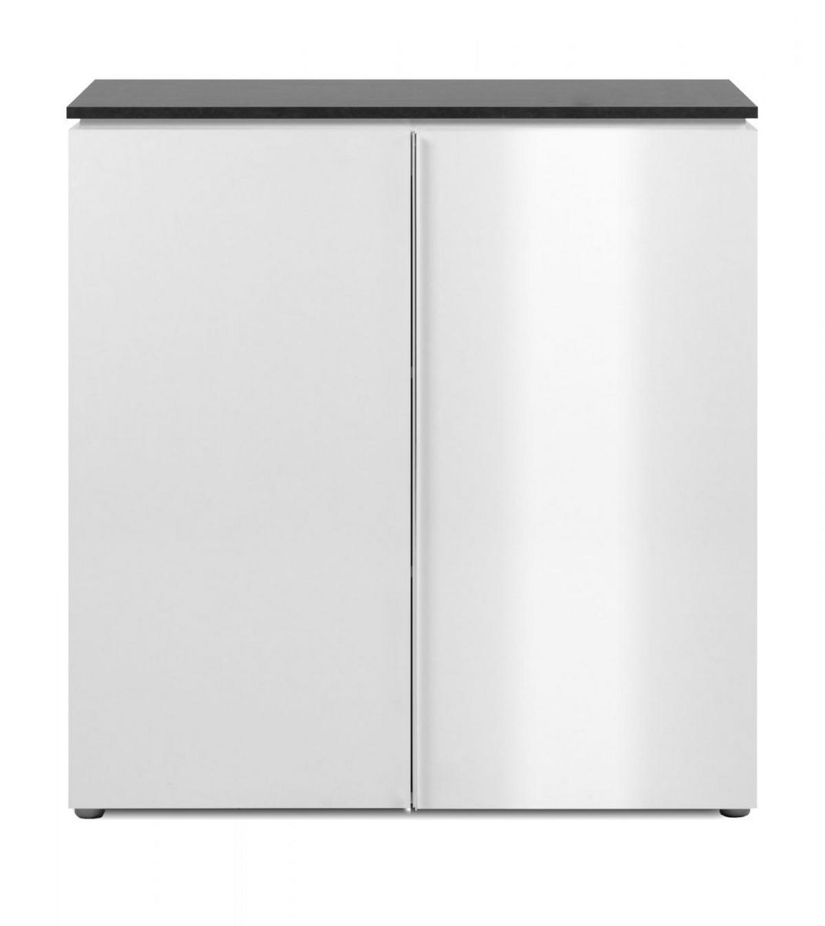 KOMMODE weiß Glanz, grau 89 x 92 cm, Sideboard 2-türig - Chromfarben/Silberfarben, Holzwerkstoff/Kunststoff (88.5/92/40cm) - Furn.Design