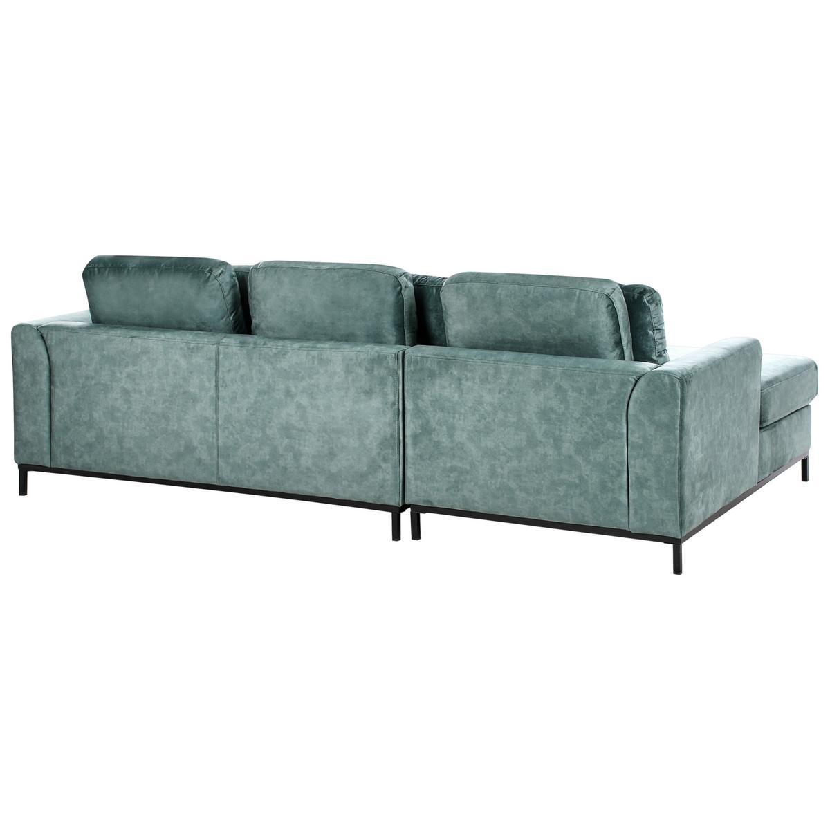 ECKSOFA 4-Sitzer Samtstoff Blaugrün rechtsseitig Oslo - Blau/Jadegrün, Textil (270/151cm) - Beliani