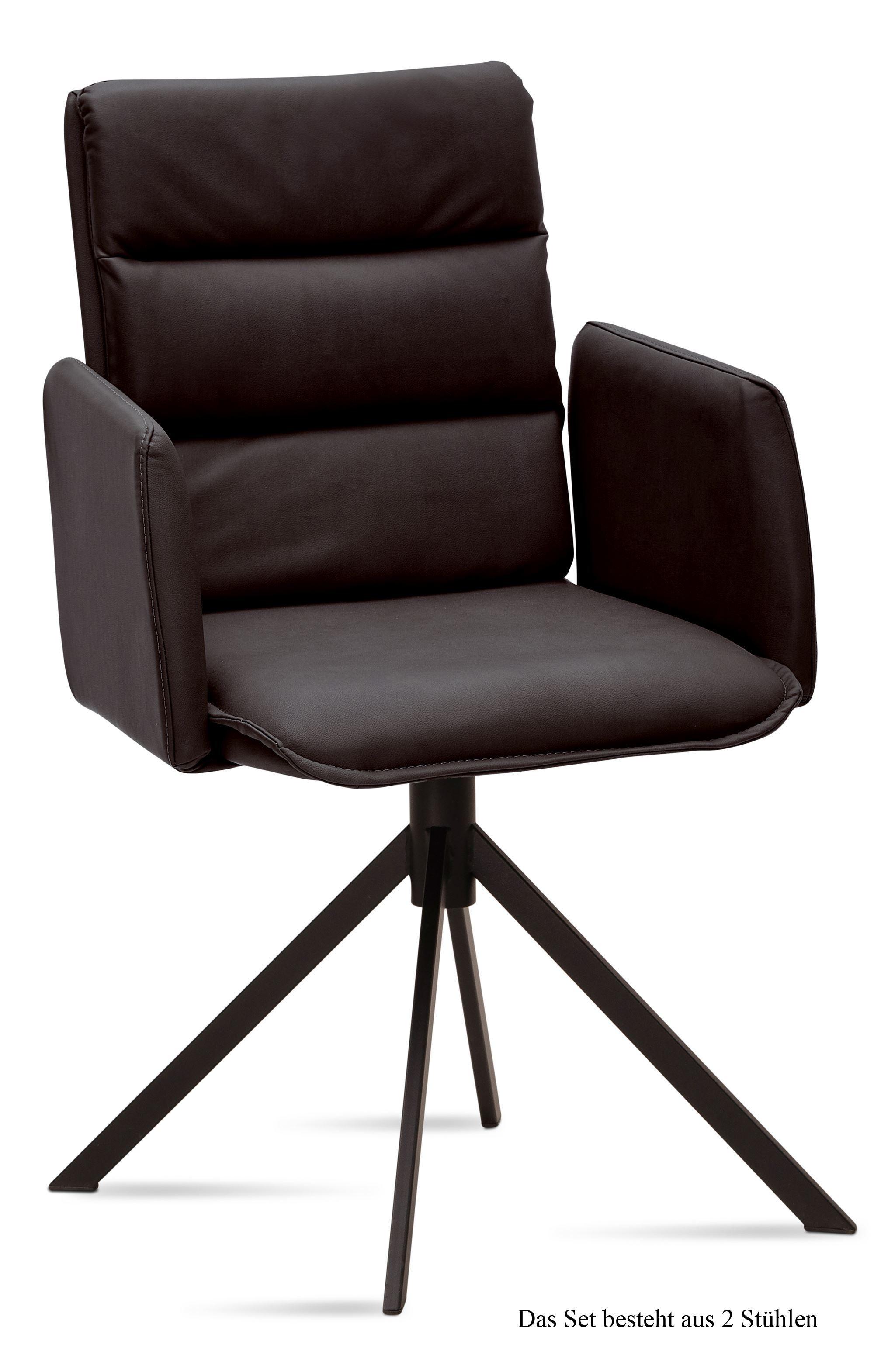ARMLEHNSTUHL (2er-Set) Dulci 52x92x60 Schwarz/Espresso - Dunkelbraun/Schwarz, Kunststoff (60/92/52cm) - 58aufmkessel