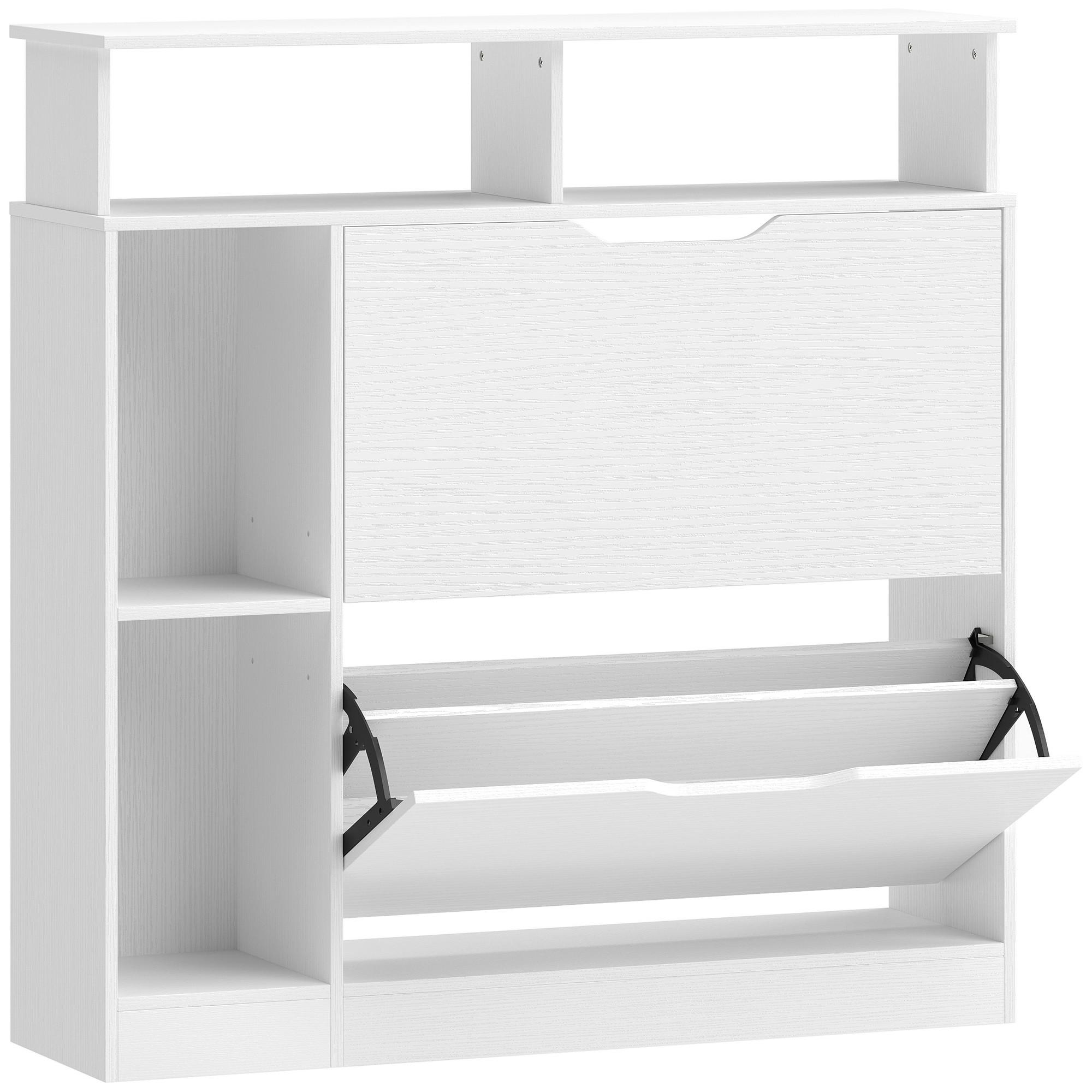 SCHUHSCHRANK aus MDF 89/25/92 cm Weiß - Weiß, Holzwerkstoff (25/92/89cm) - HOMCOM