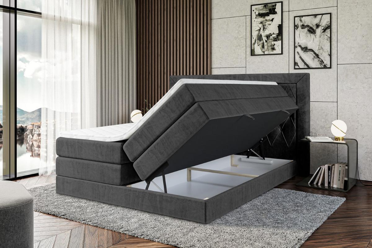 BOXSPRINGBETT NOEL KING - 140 x 200 - H3/H4 - Schwarz - Schwarz, Holzwerkstoff (140/200cm) - ALTDECOR