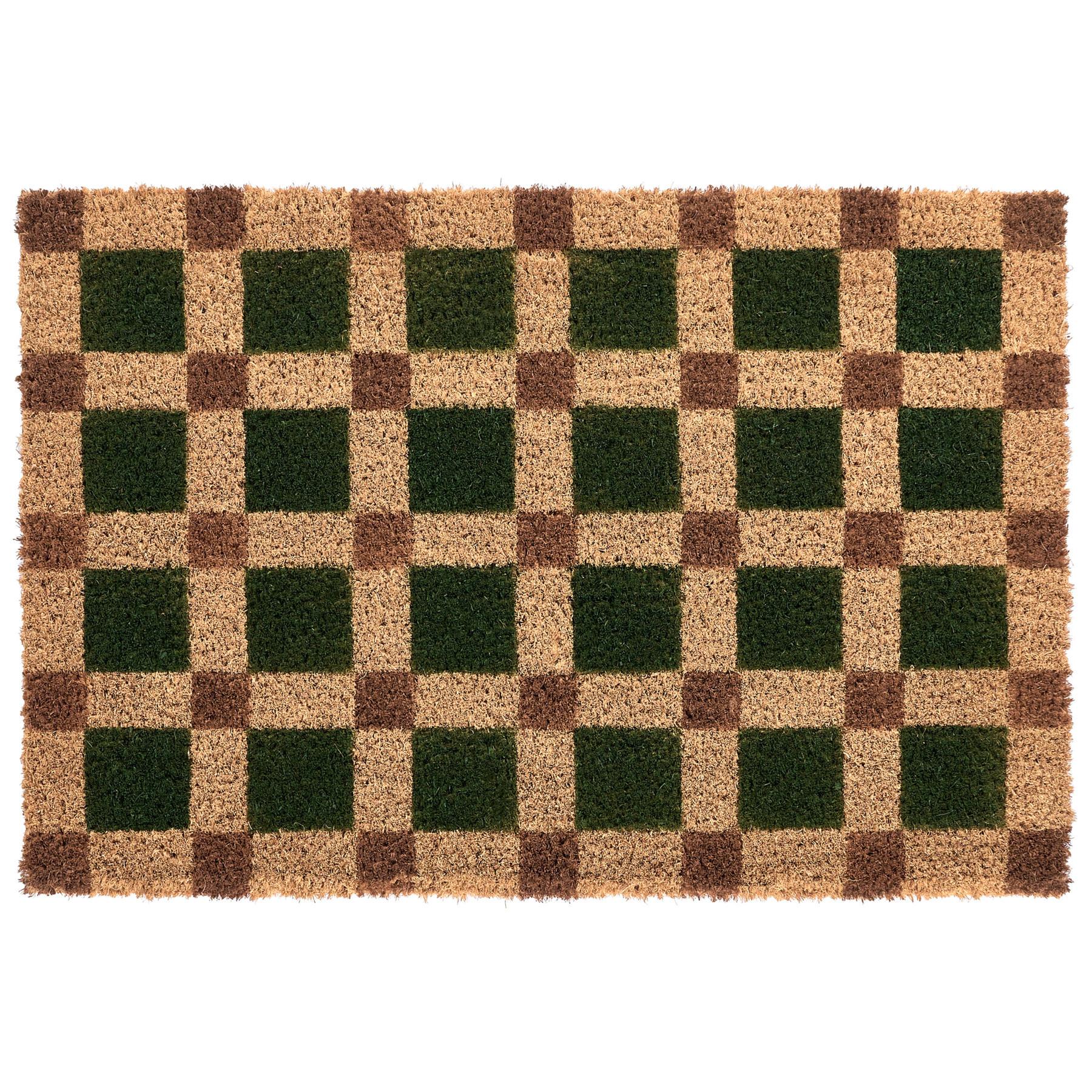 FUSSMATTE Beige/Grün 40/60 cm Kokosfasern Villasis - Beige, Textil (40/60cm) - Beliani