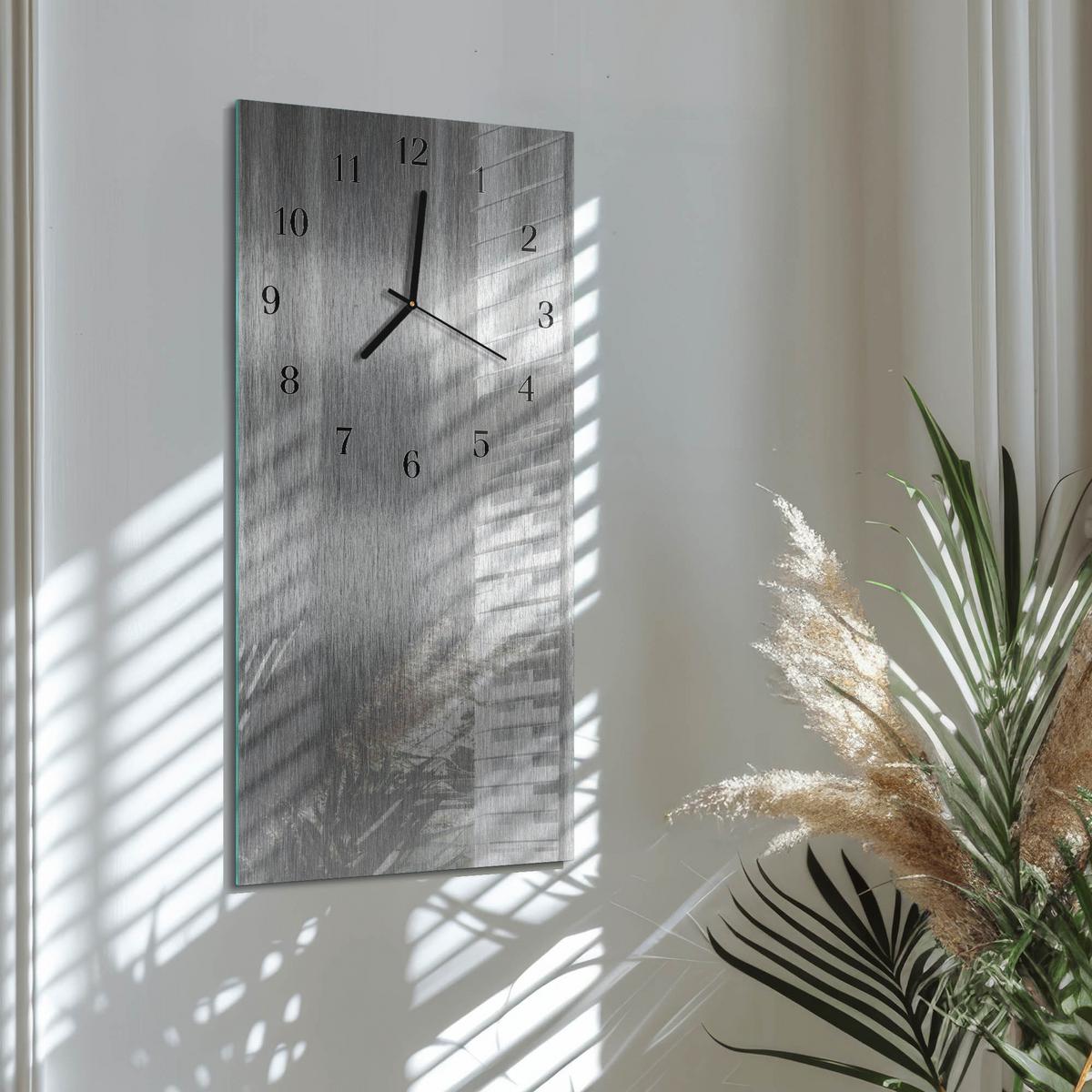WANDUHR aus Glas 30x60 cm - Stahl - Silberfarben, Glas (30/60/0.4cm) - TULUP