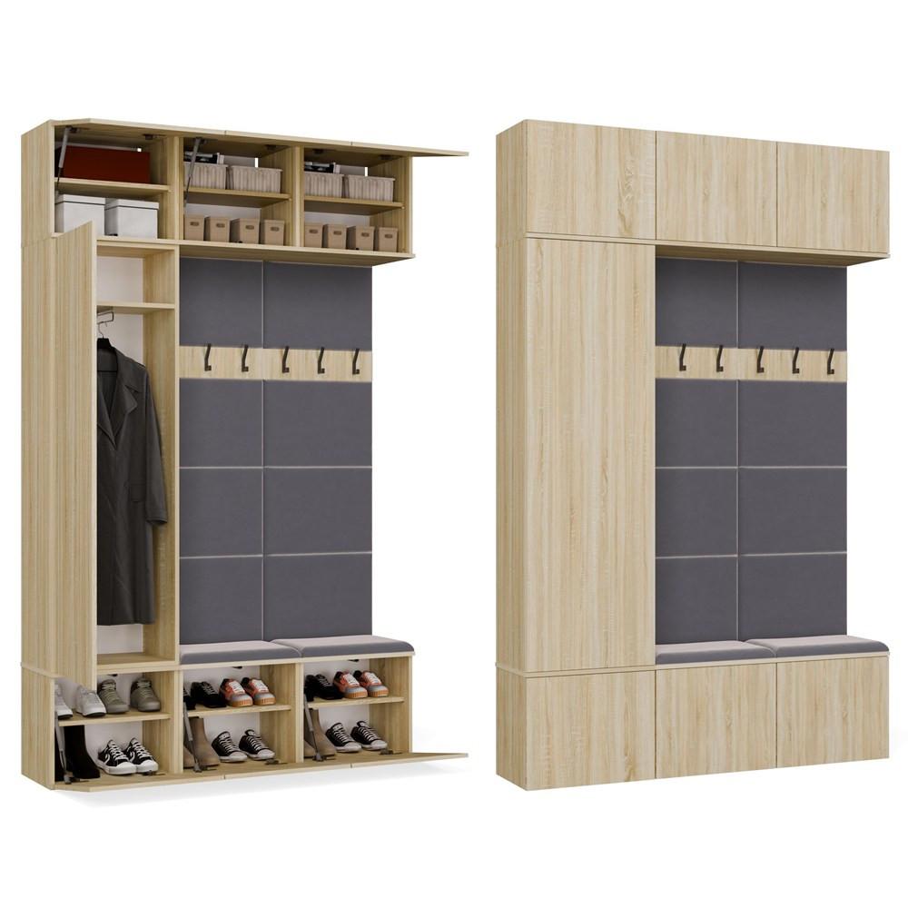 GARDEROBENSCHRANK modern, Schrank Set Kleiderschrank - Schuhschrank Sonoma Eiche 150/238/35 - Sonoma Eiche, Holzwerkstoff (150/238/35cm) - RAUMHIRSCH FURNITURE